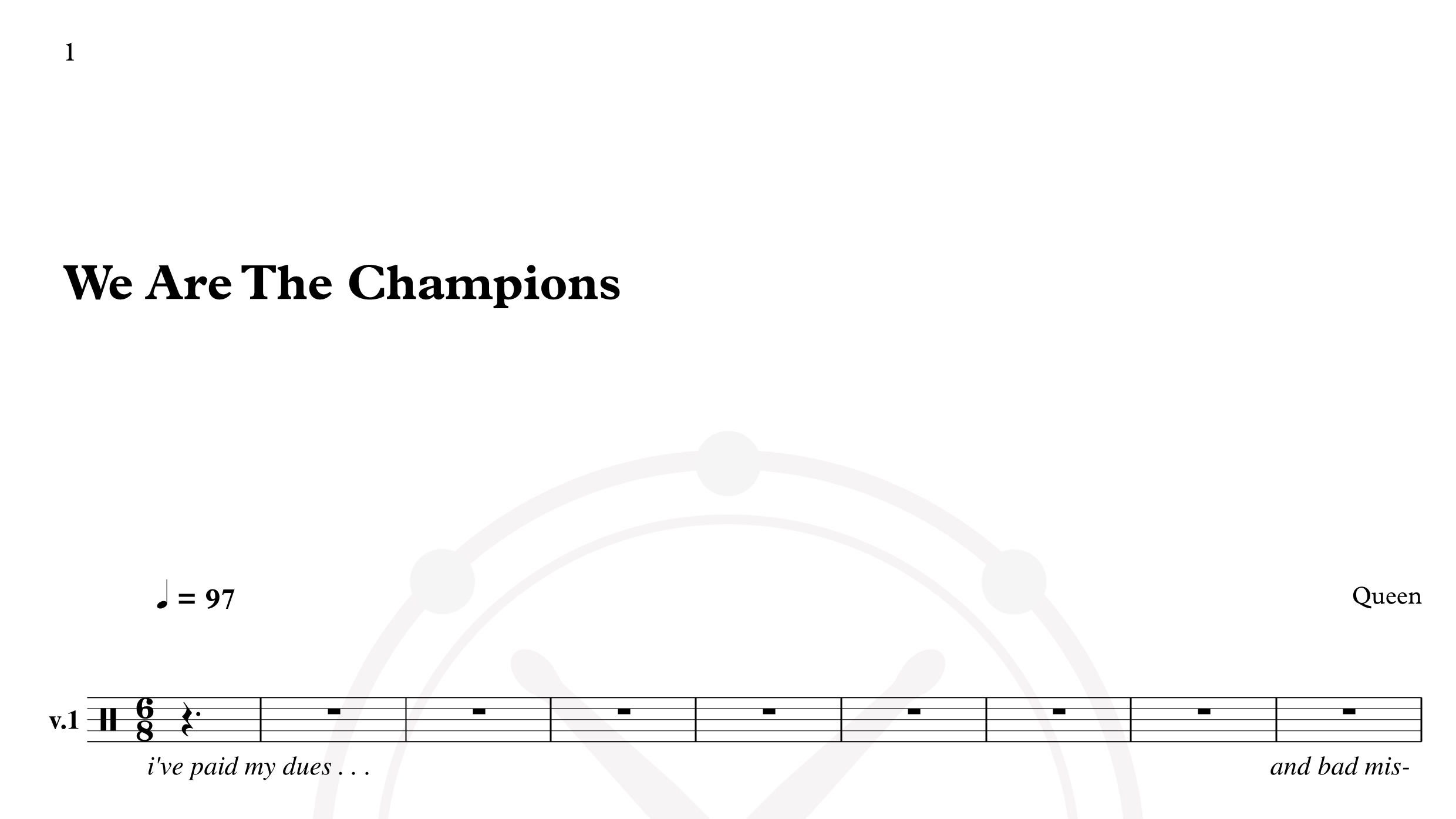 Queen – We Are The Champions鼓谱