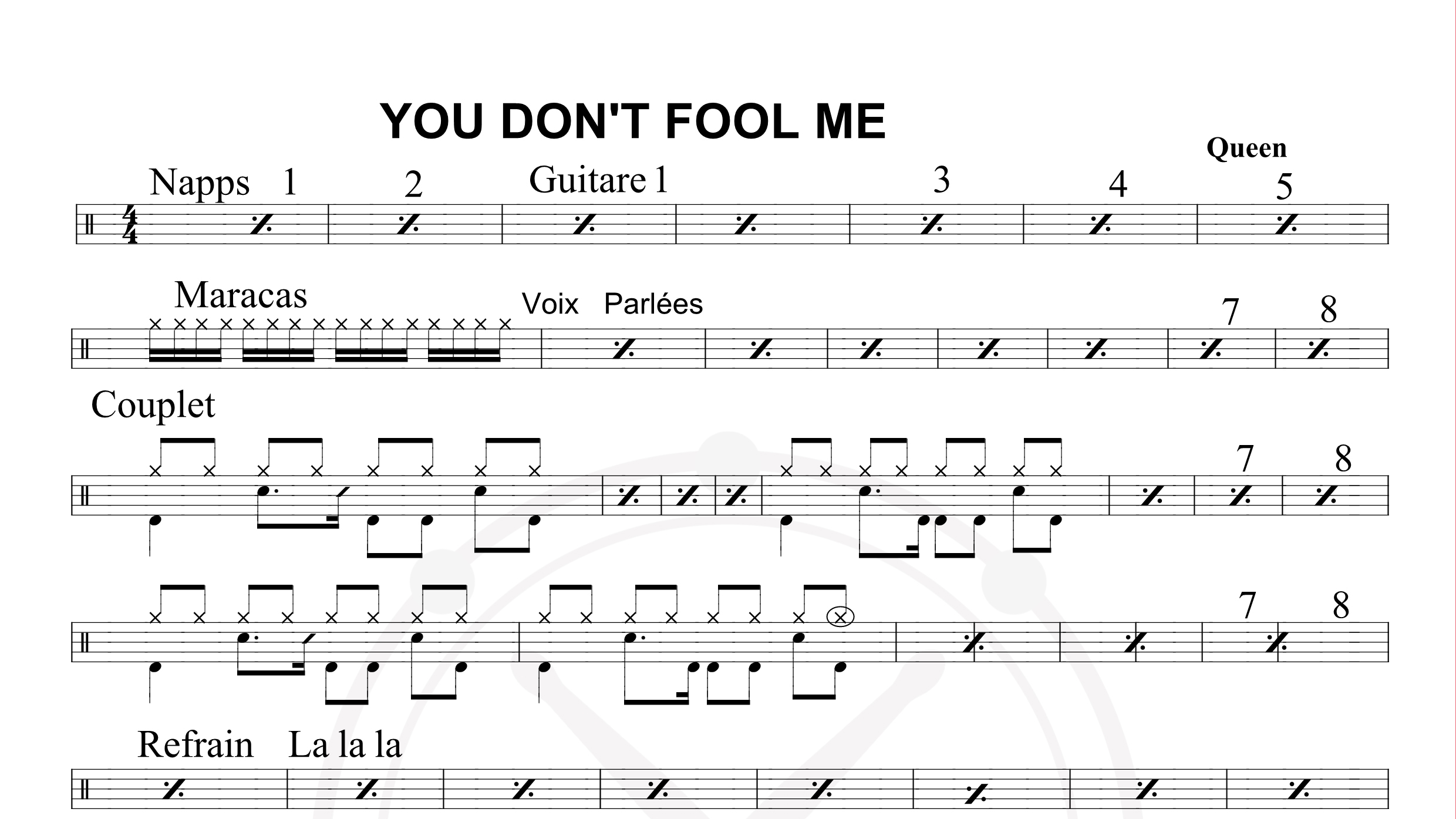 Queen – You don’t fool me鼓谱