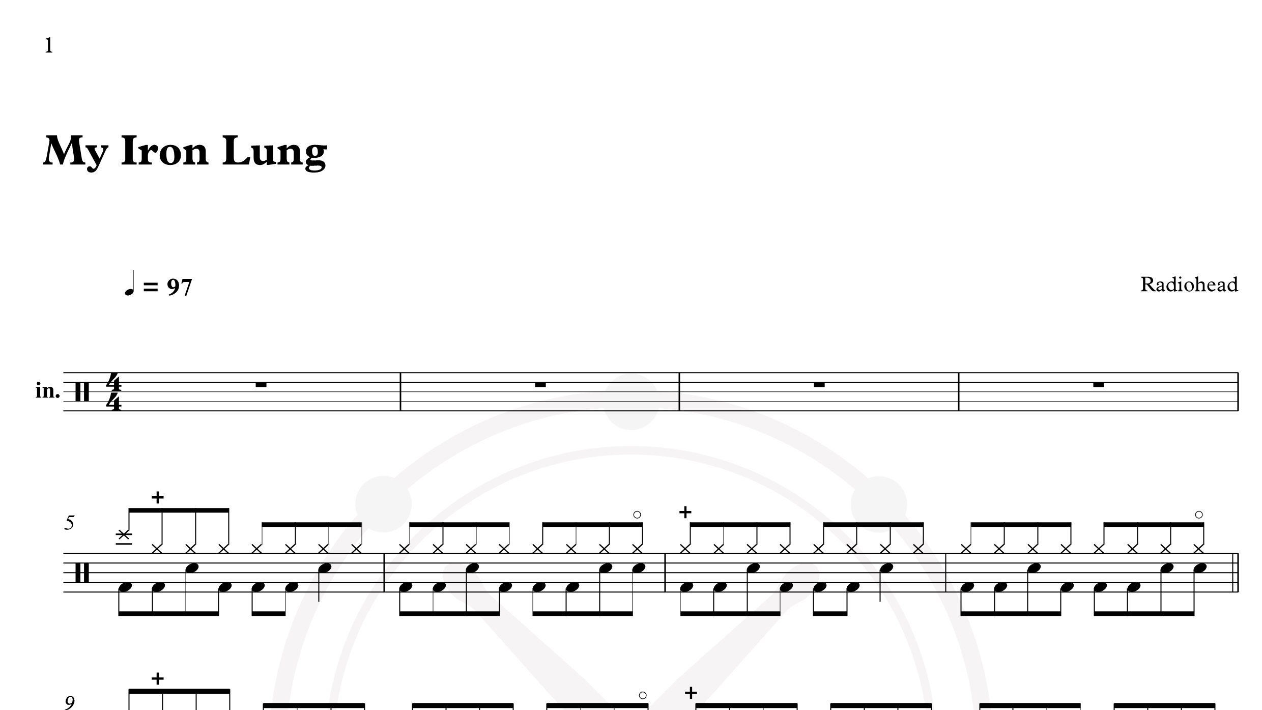 Radiohead – My Iron Lung鼓谱