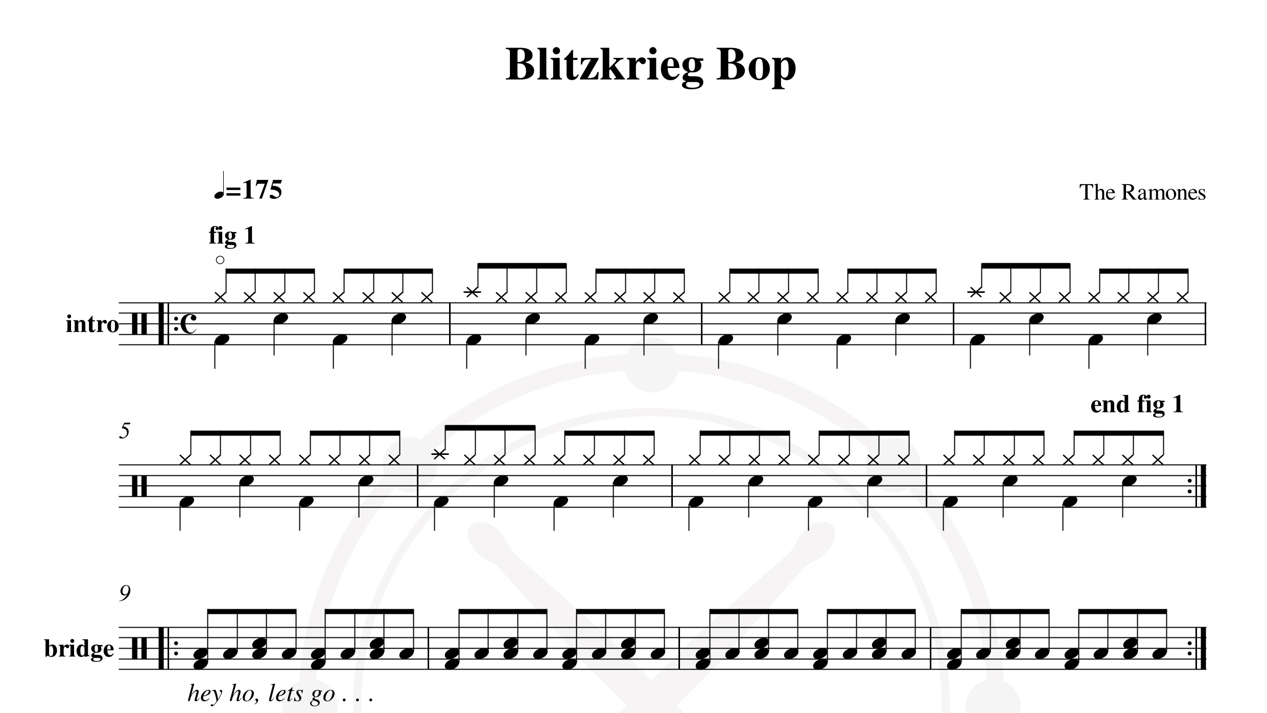 Ramones – Blitzkrieg Bop鼓谱