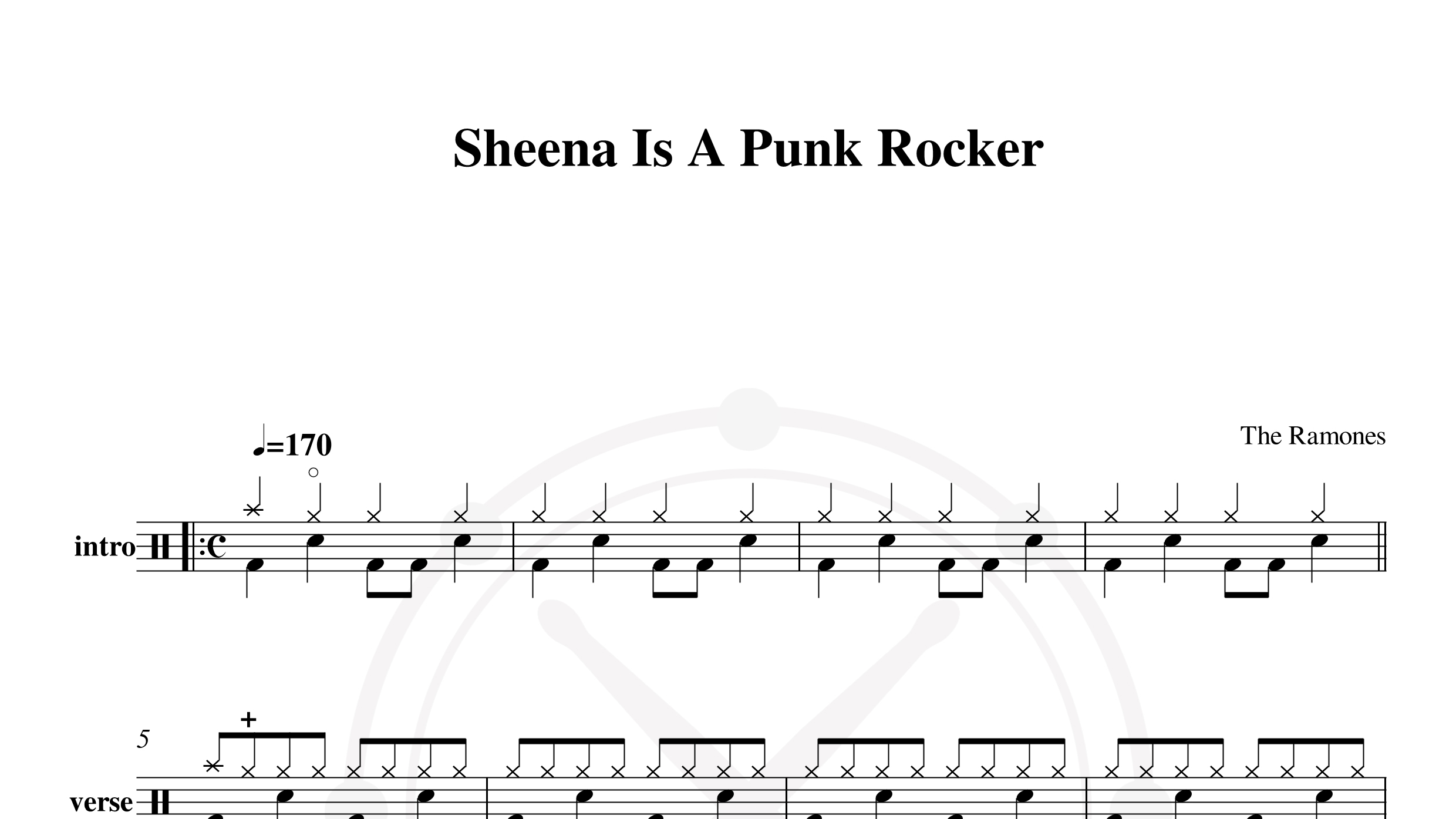 Ramones – sheena is a punk rocker鼓谱