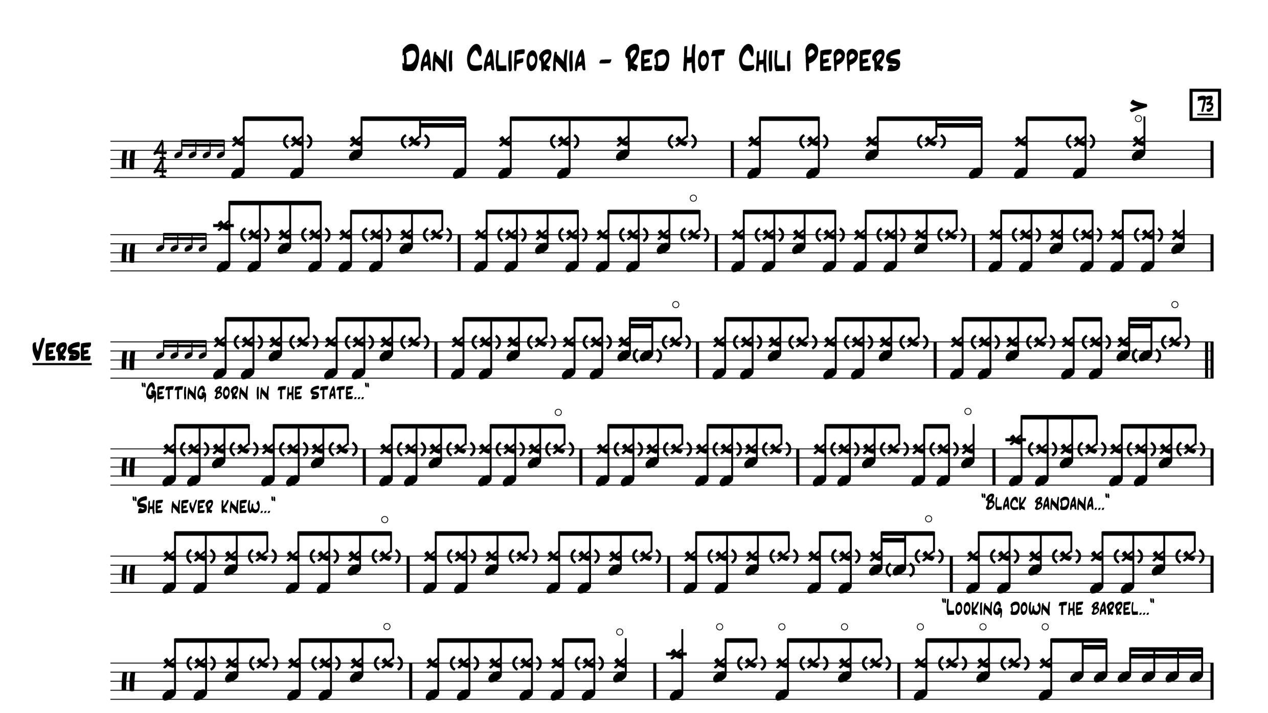 Red Hot Chili Peppers – Dani California鼓谱