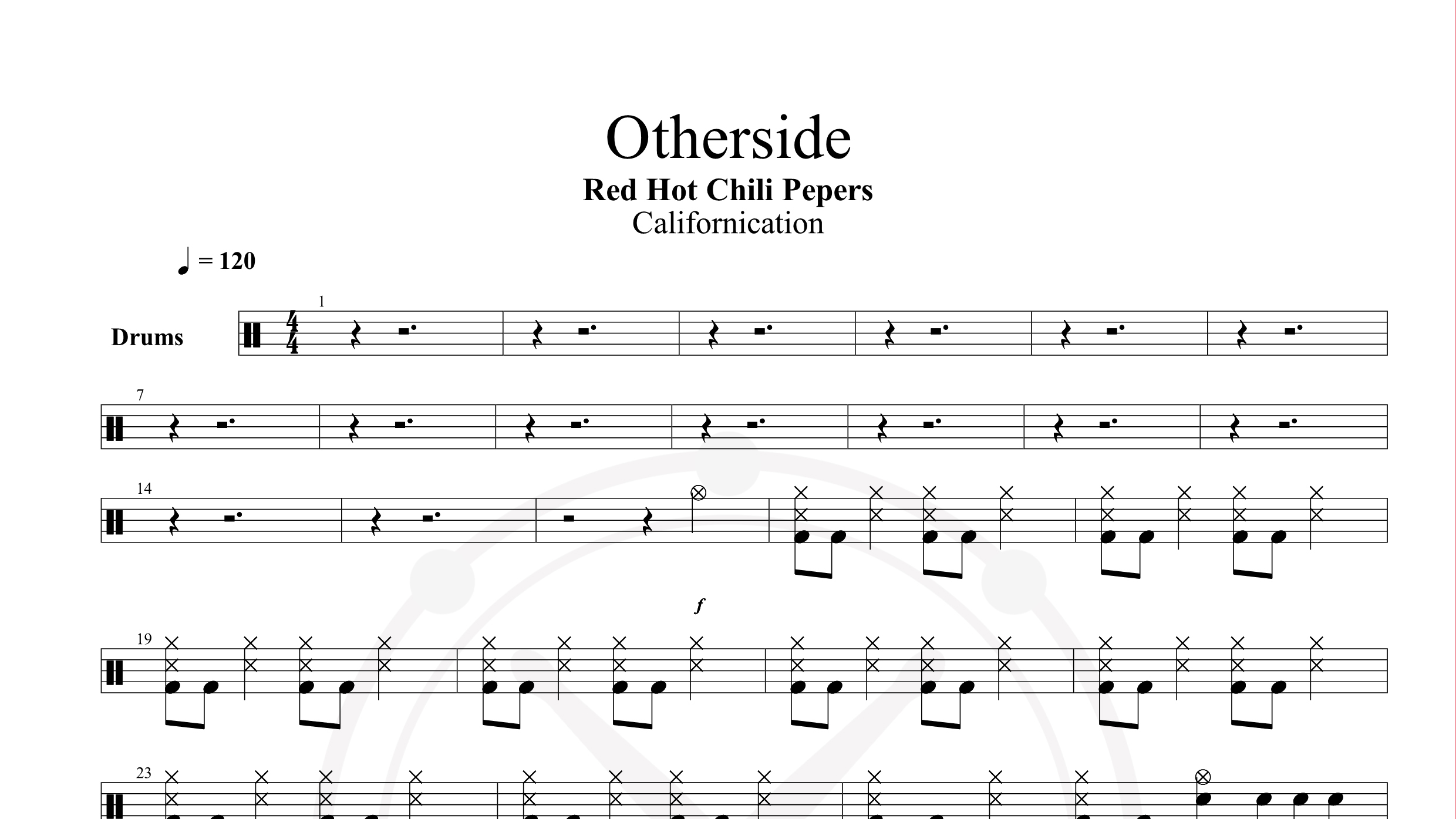 Red Hot Chili Peppers – Otherside鼓谱