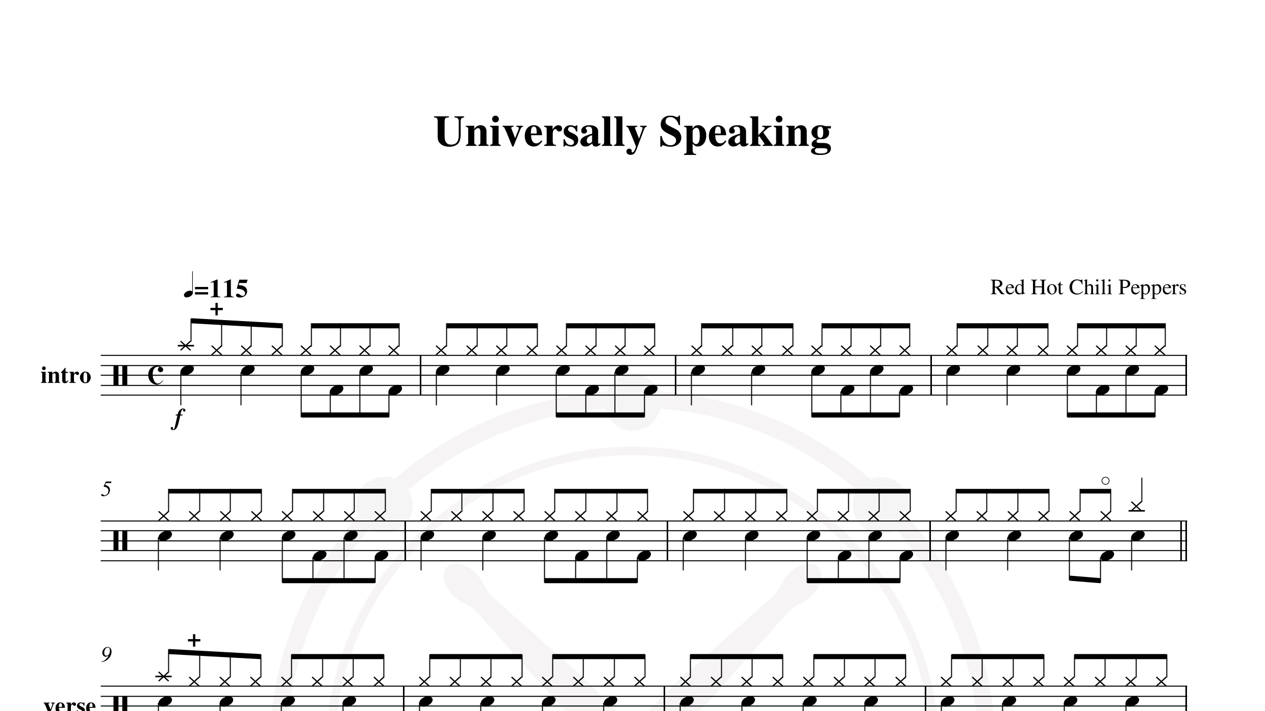 Red Hot Chili Peppers – universally speaking鼓谱