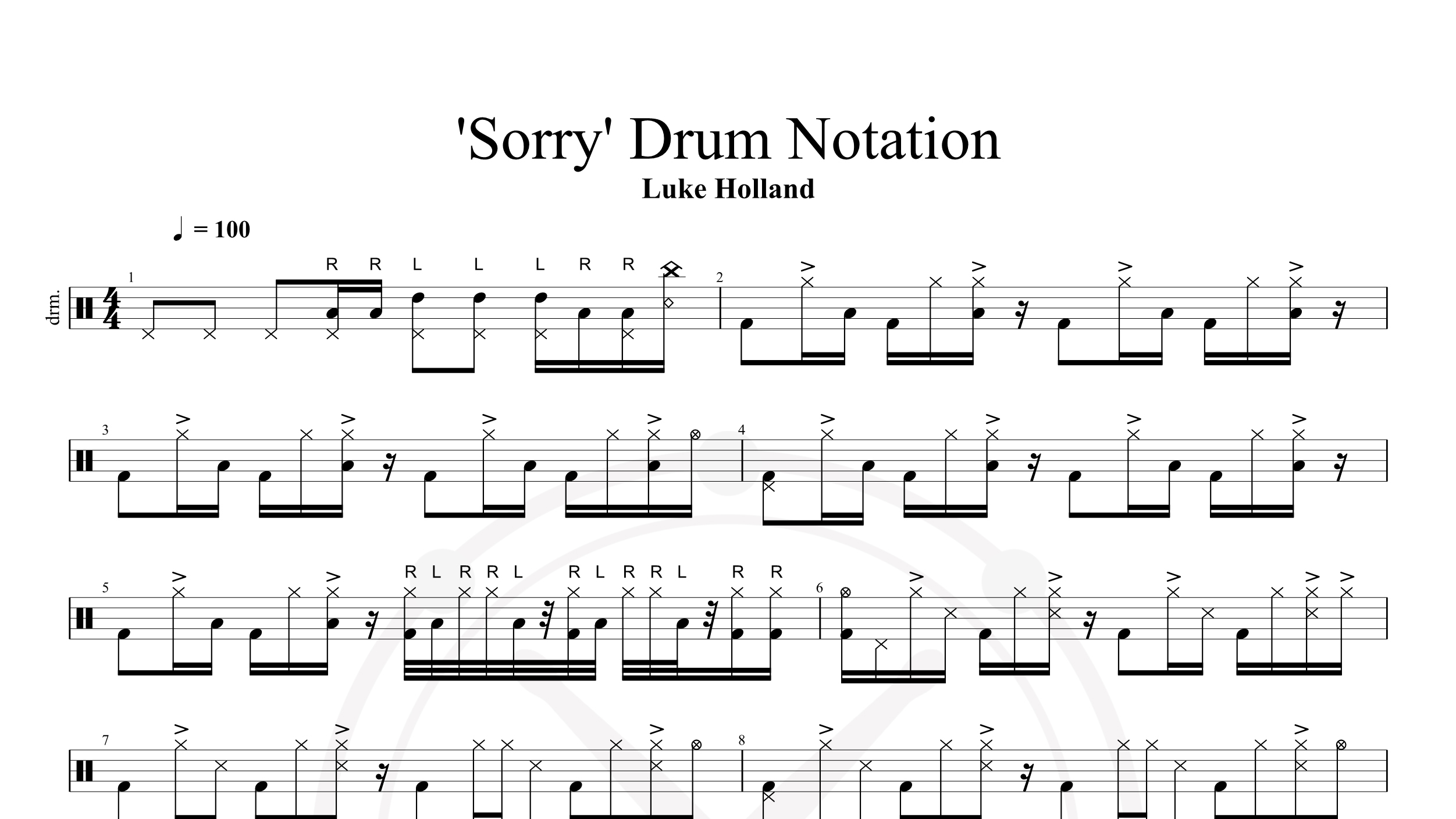 LUKE HOLLAND ‘Sorry’ 鼓谱