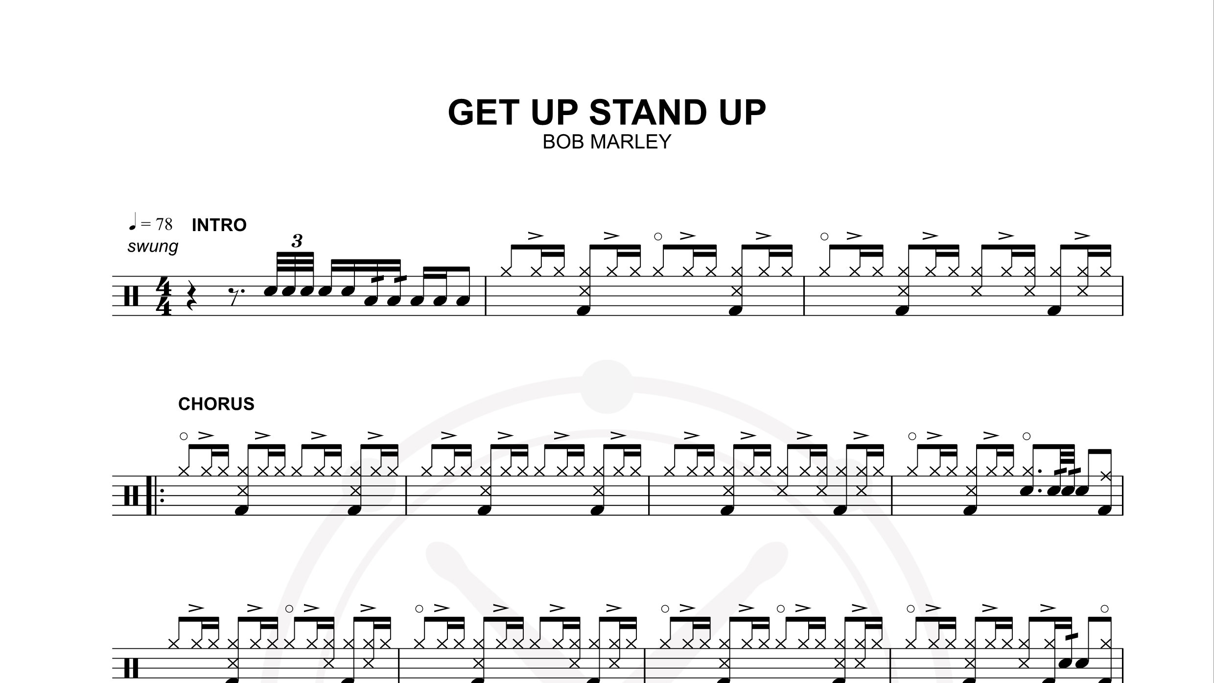 bob marley – get up stand up鼓谱