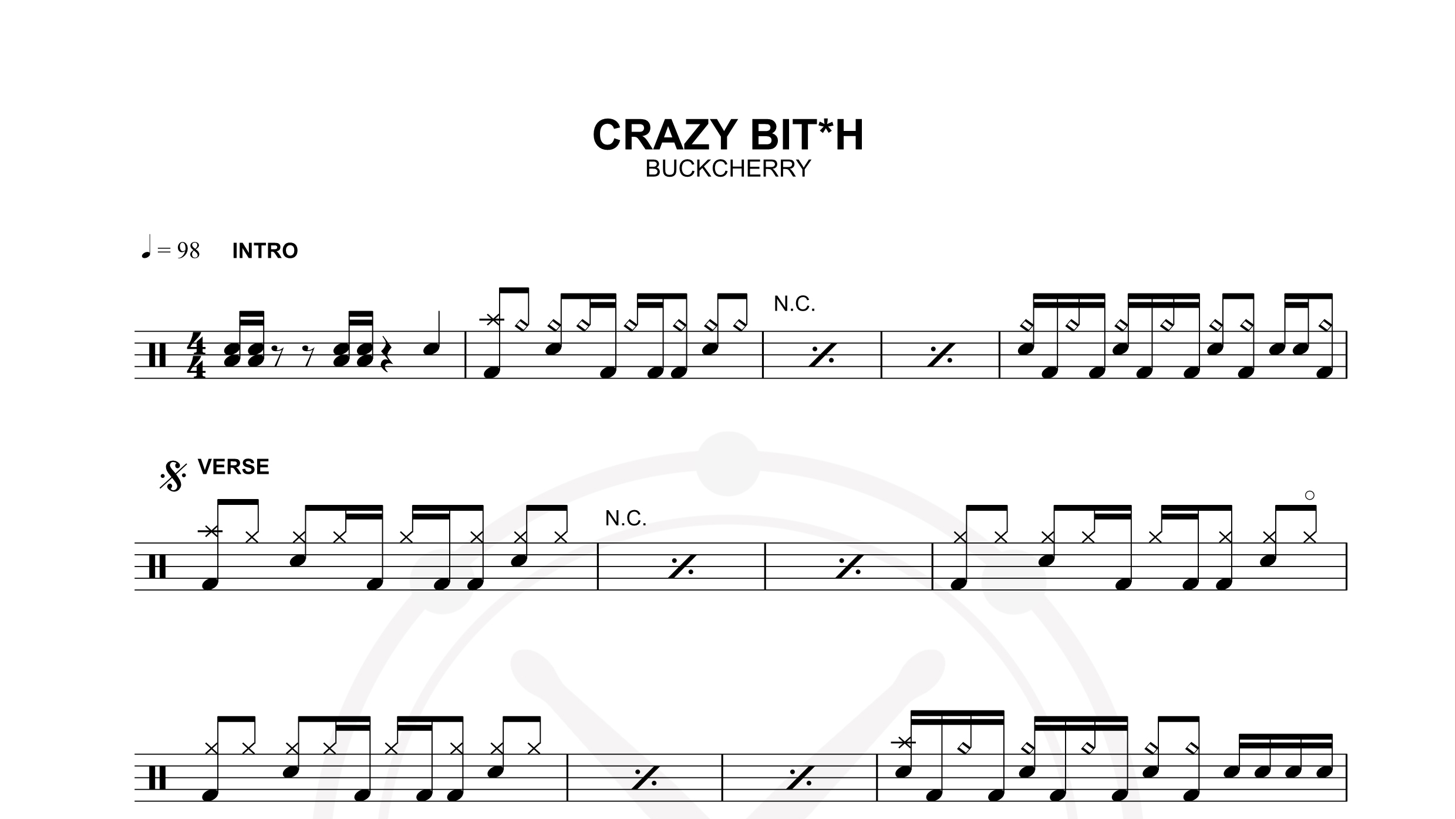 buckcherry – crazy bitch鼓谱