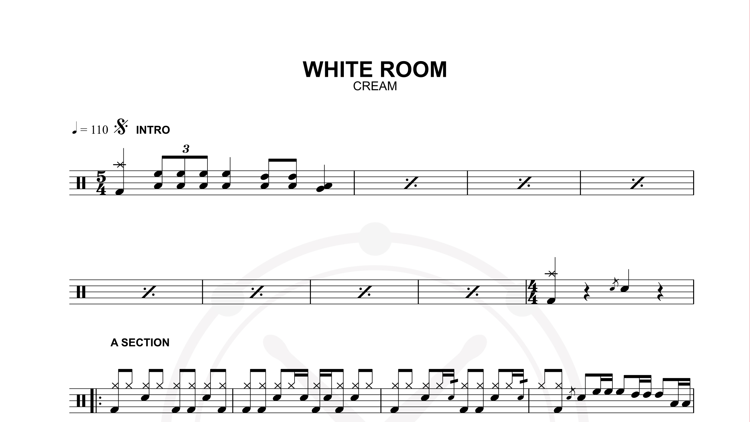 cream – white room鼓谱