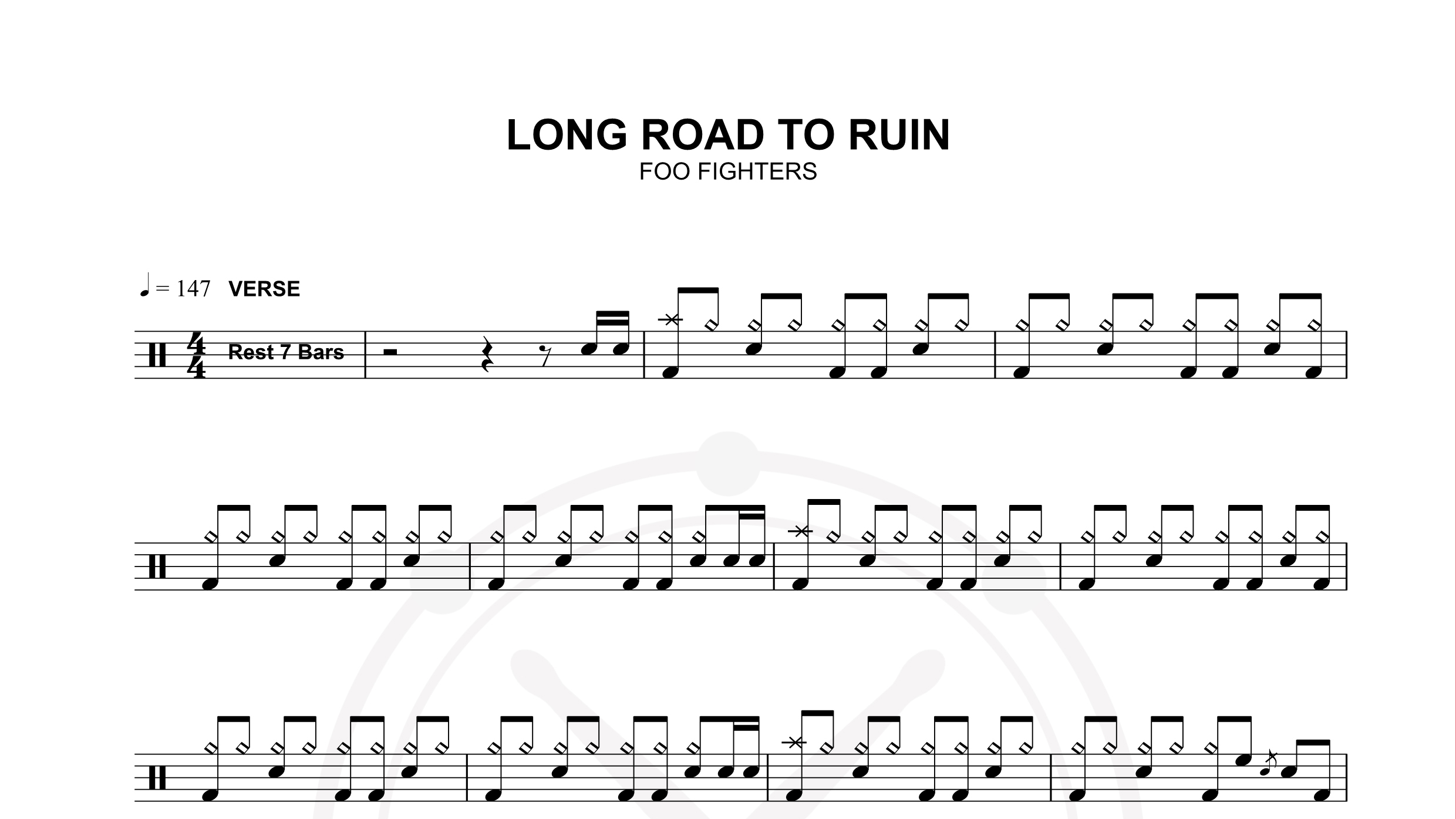 foo fighter – long road to ruin鼓谱