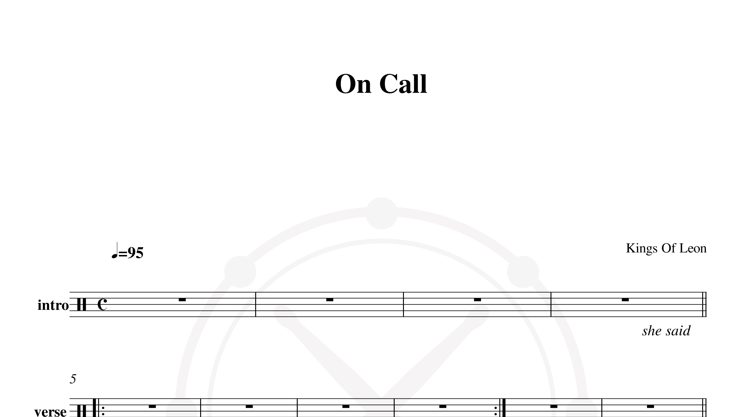 kings of leon – on call鼓谱