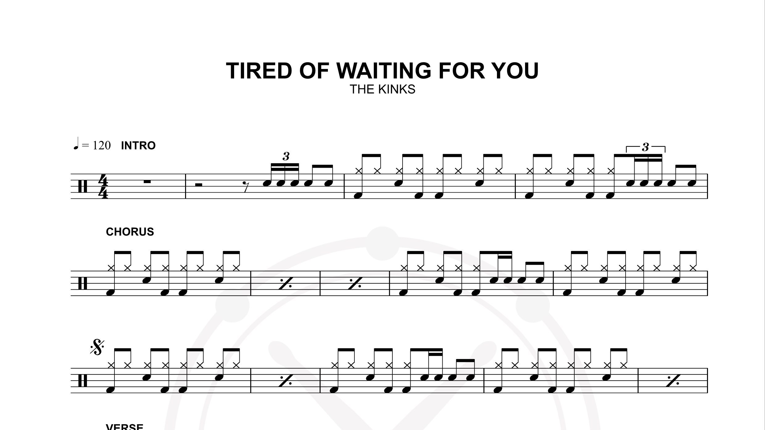 kinks – tired of waiting for you鼓谱