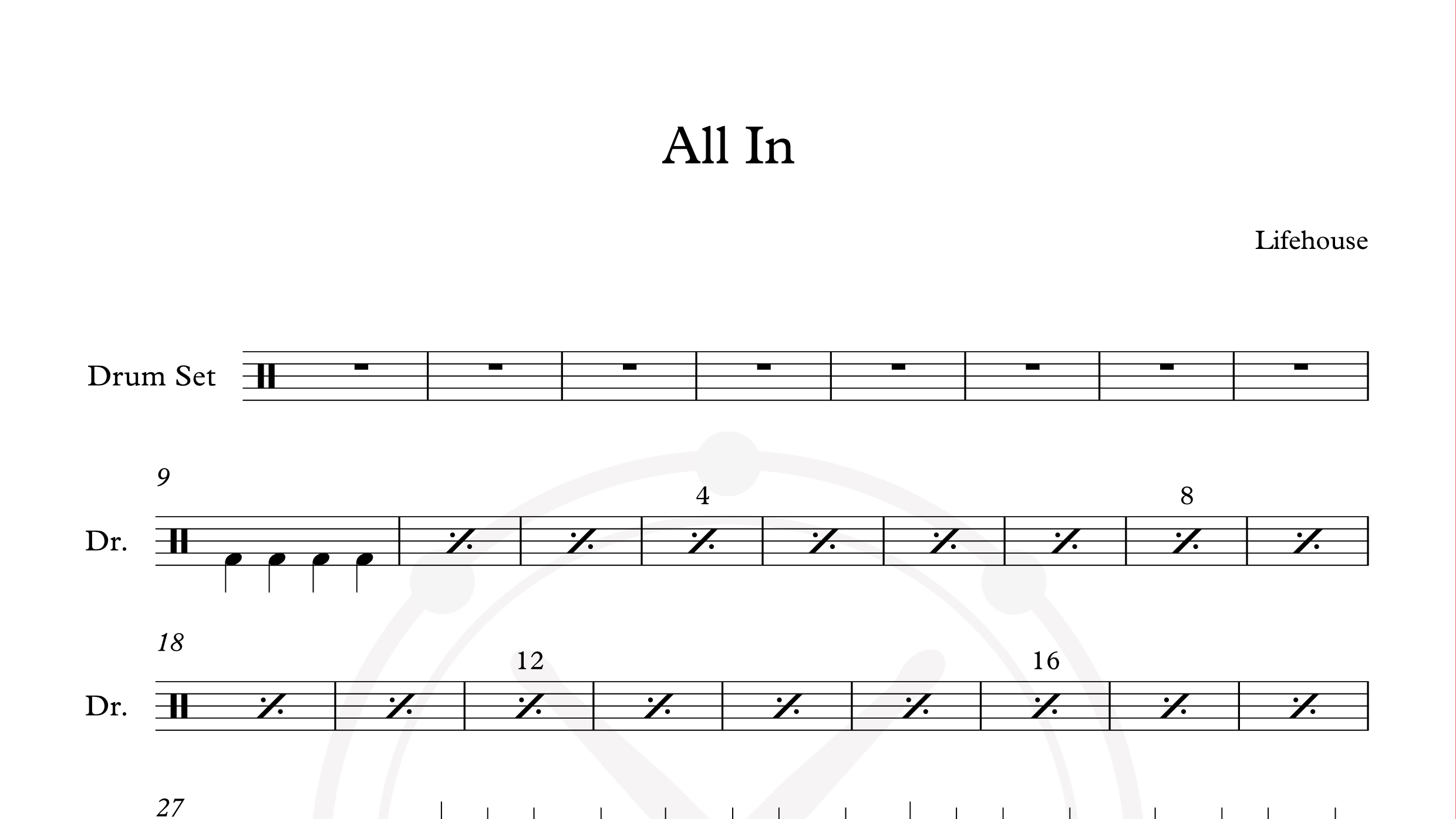 livehouse – All in鼓谱