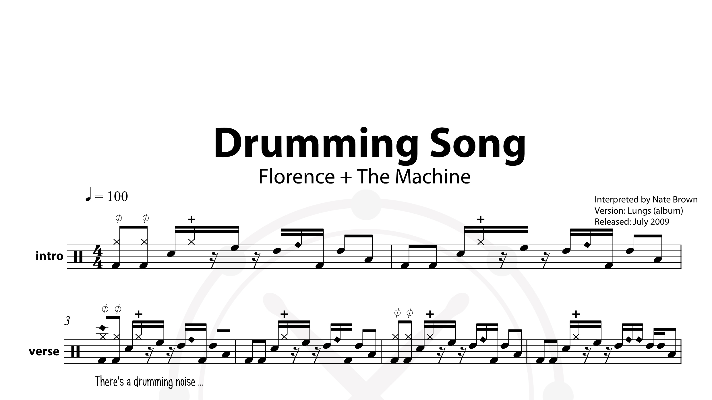 Florence + The Machine – Drumming Song鼓谱
