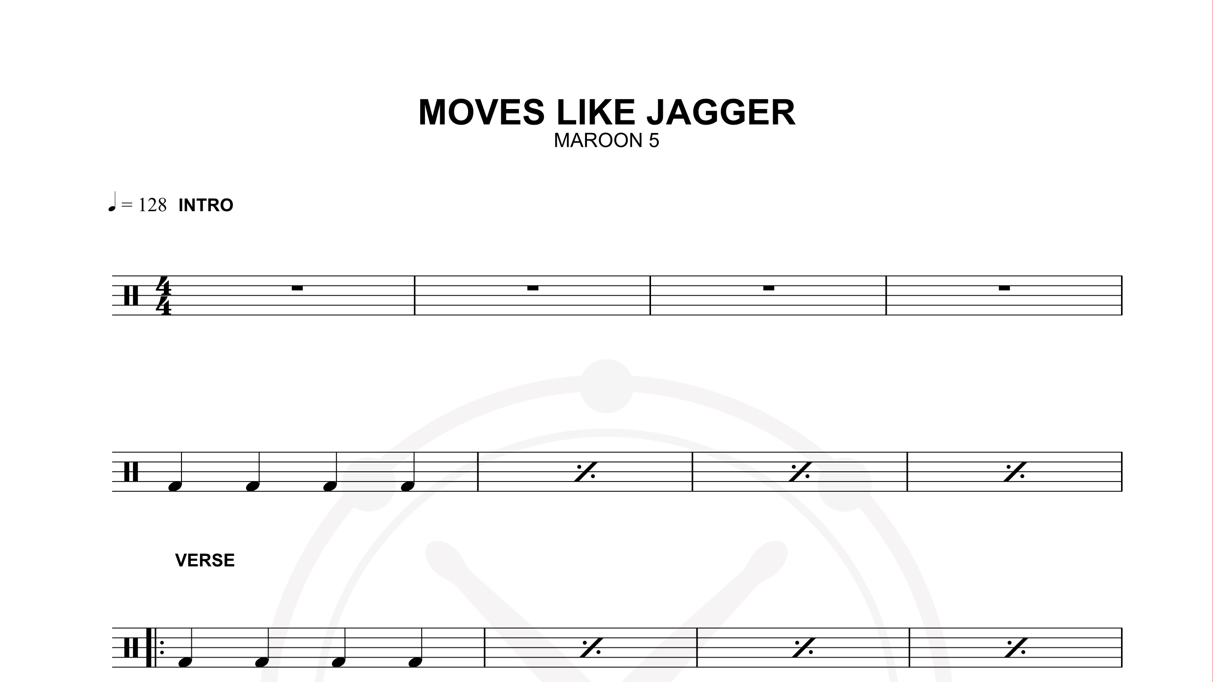 maroon 5 – moves like jagger鼓谱