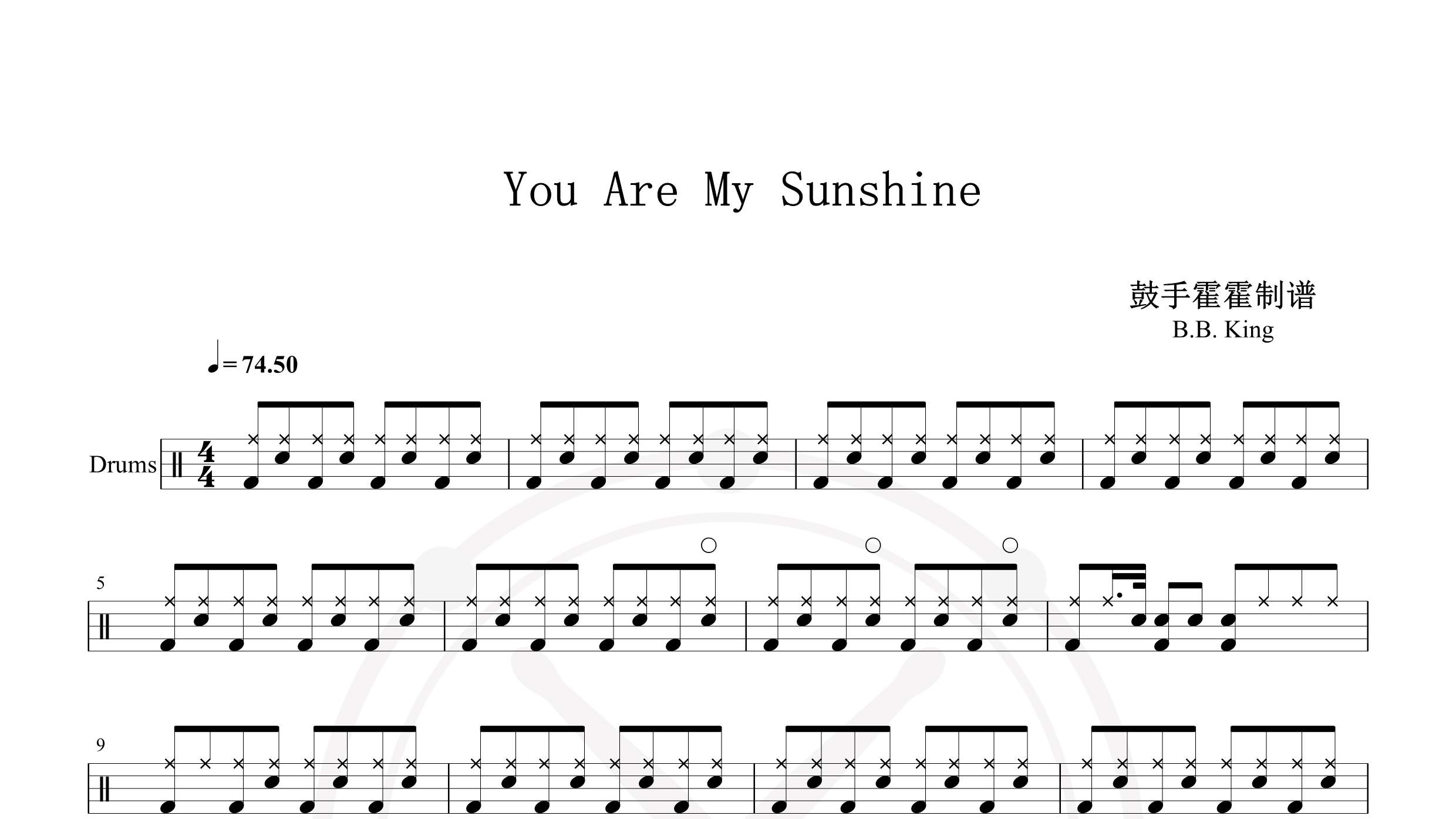 B.B. King – You Are My Sunshine-鼓谱