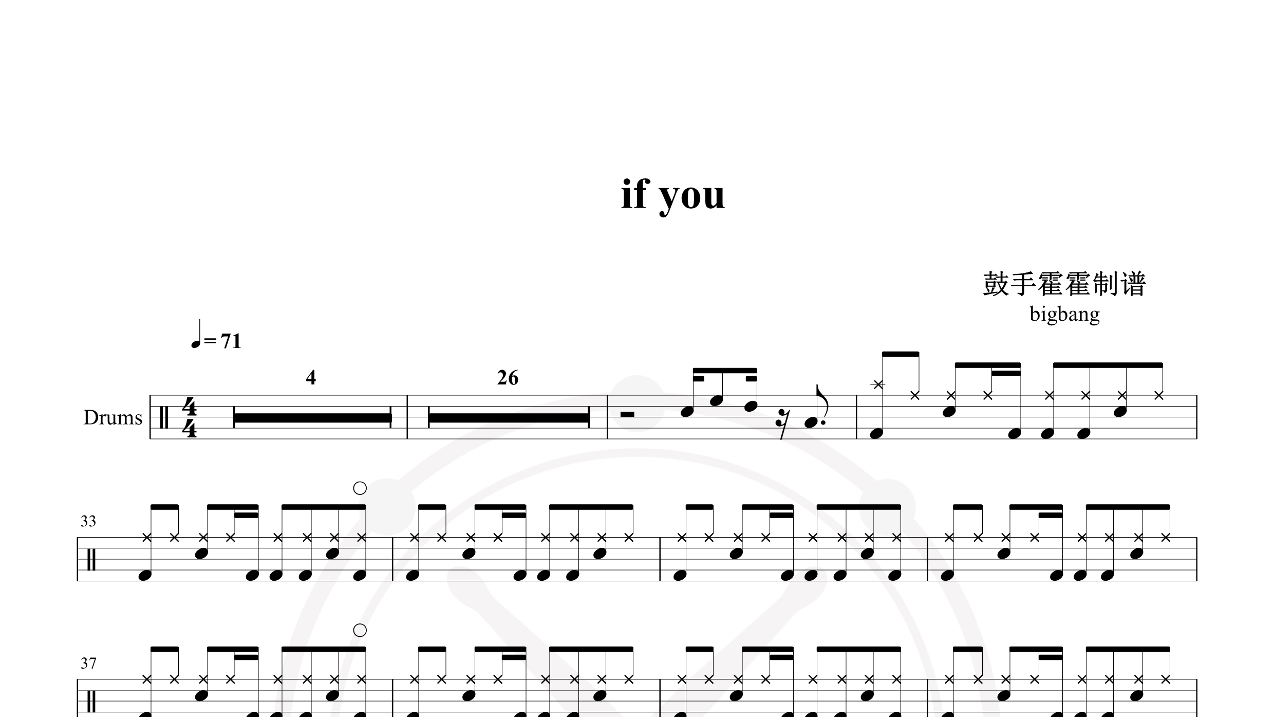 BIGBANG – IF YOU-鼓谱