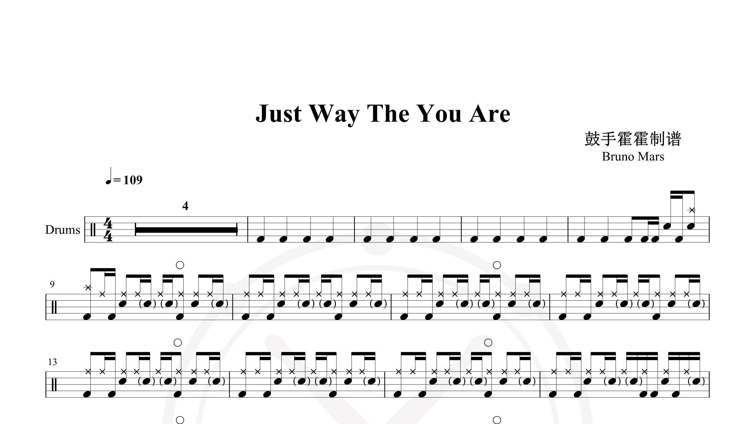 Bruno Mars – Just Way The You Are-鼓谱