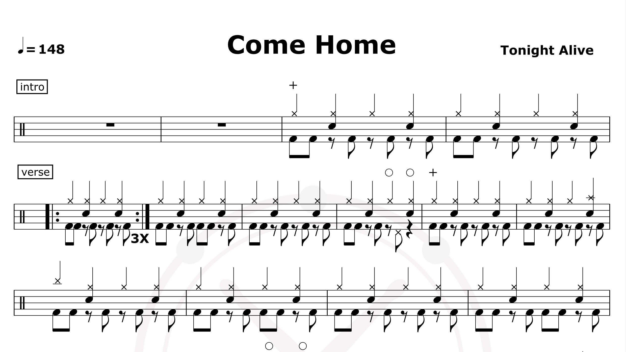 Come Home-Tonight Alive-鼓谱