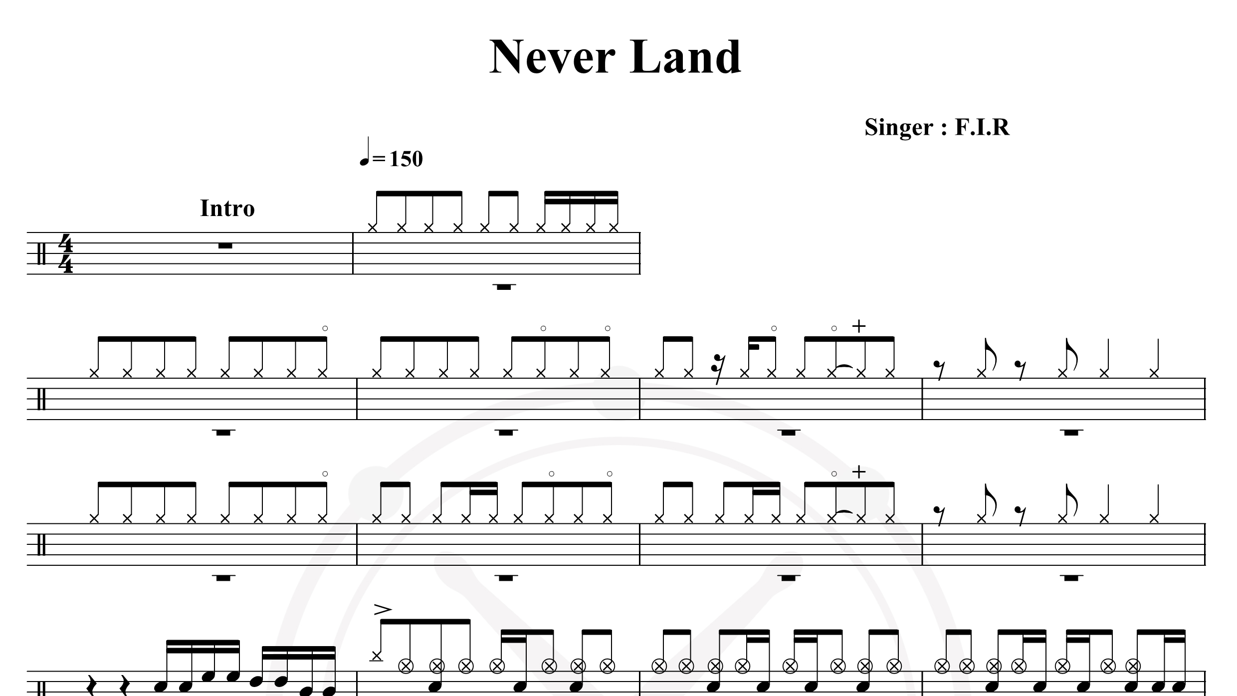 F.I.R.飞儿乐团-Never Land-鼓谱