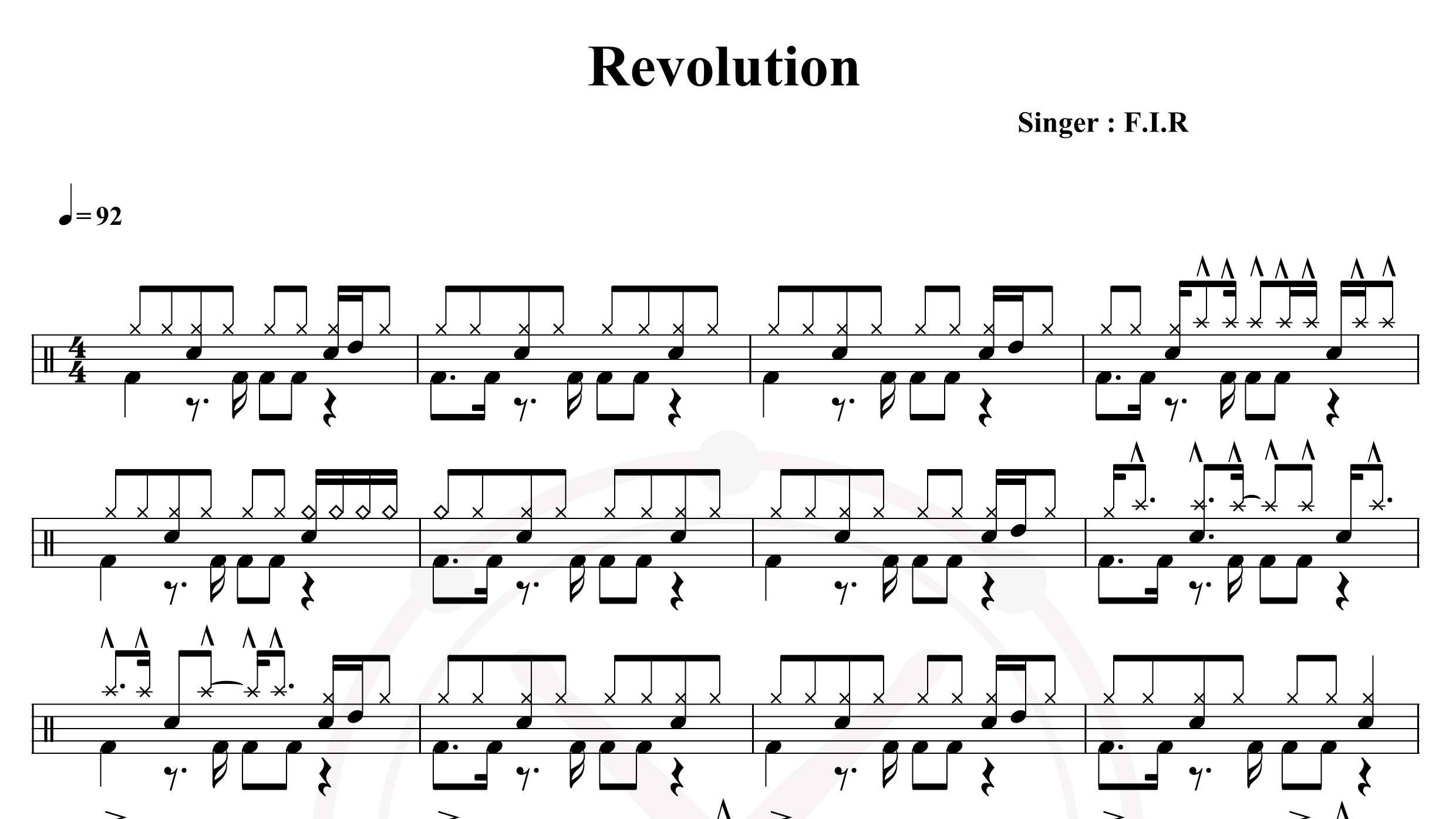 F.I.R.飞儿乐团-Revolution-鼓谱