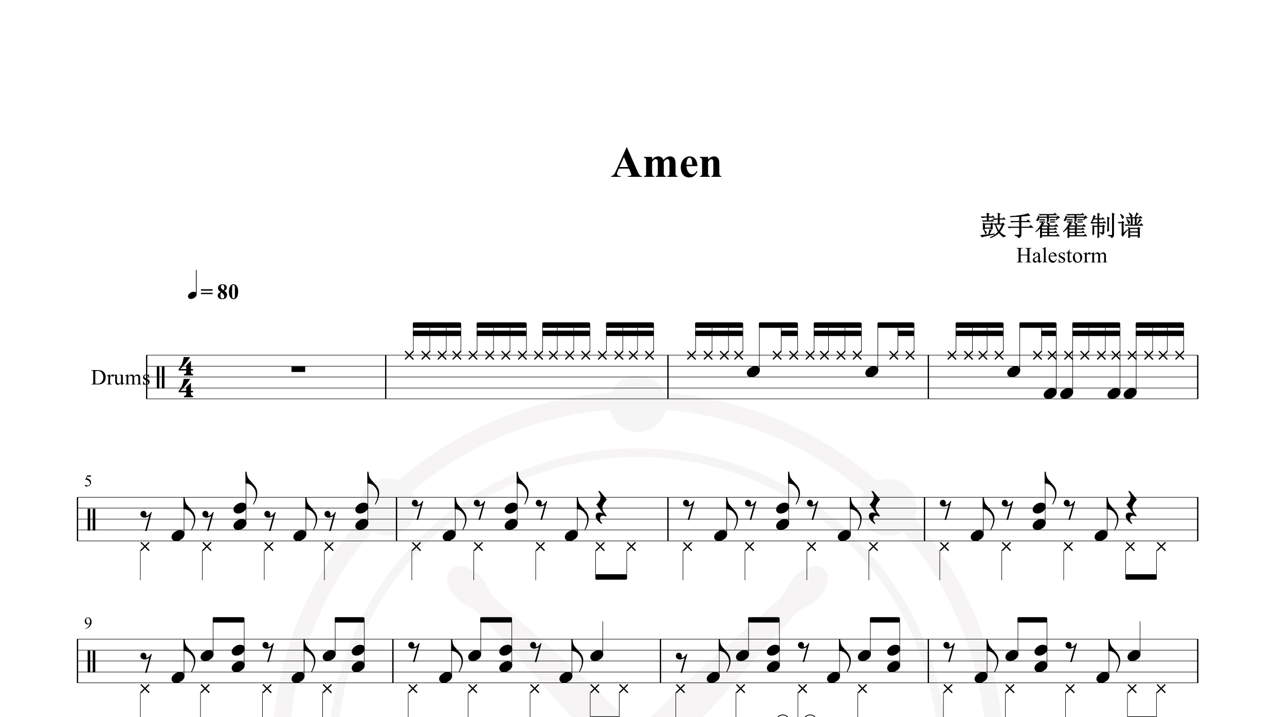 Halestorm – Amen-鼓谱