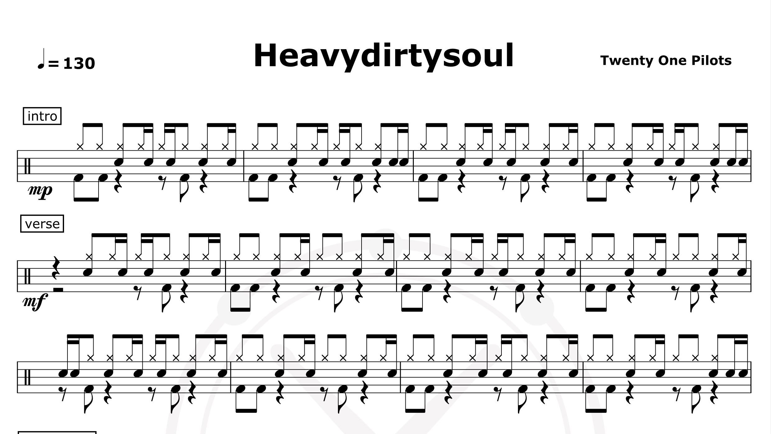 Heavydirtysoul-Twenty One Pilots-鼓谱