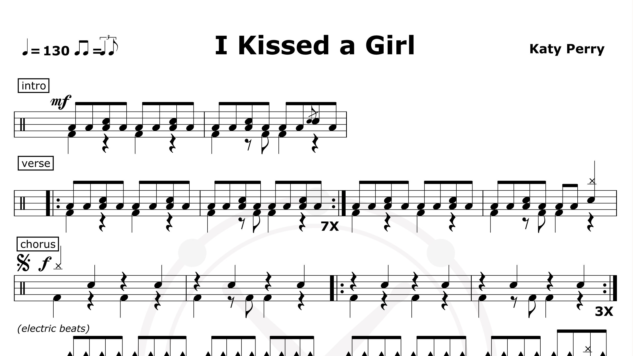 I Kissed a Girl-Katy Perry-鼓谱