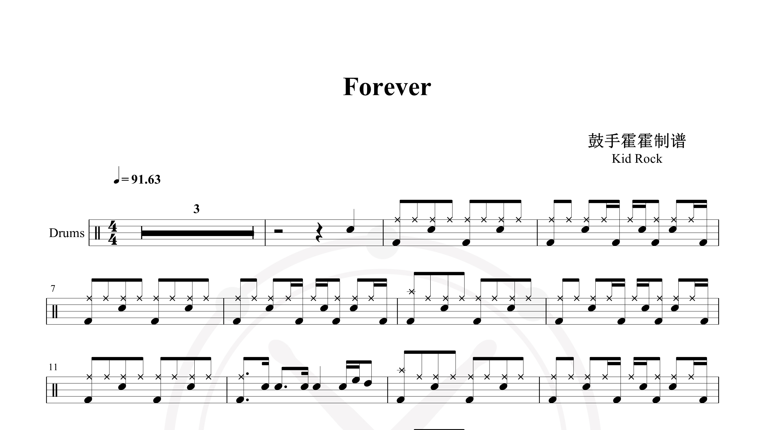 Kid Rock – Forever-鼓谱