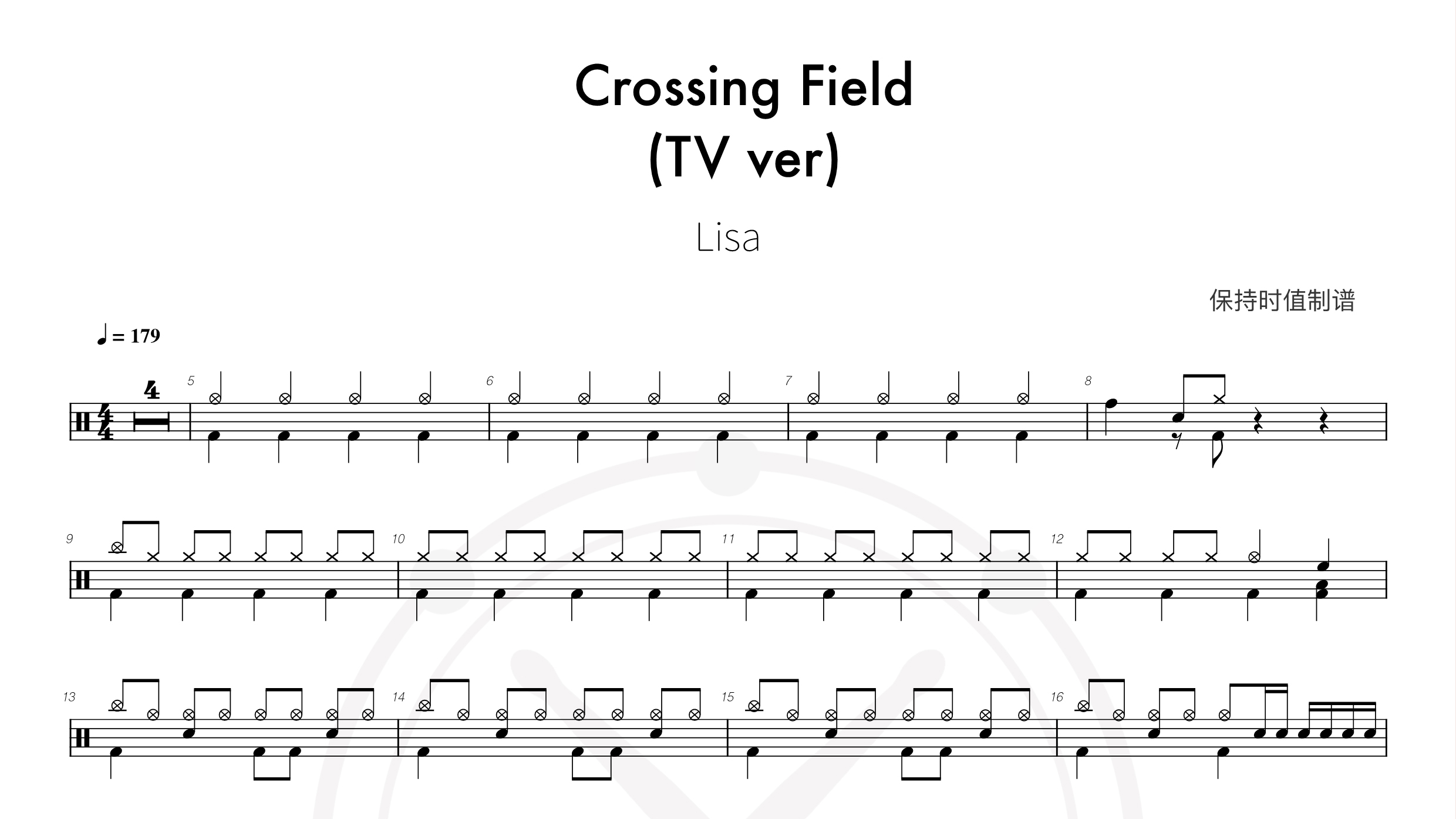 LiSA – Crossing Field（TV ver）-鼓谱