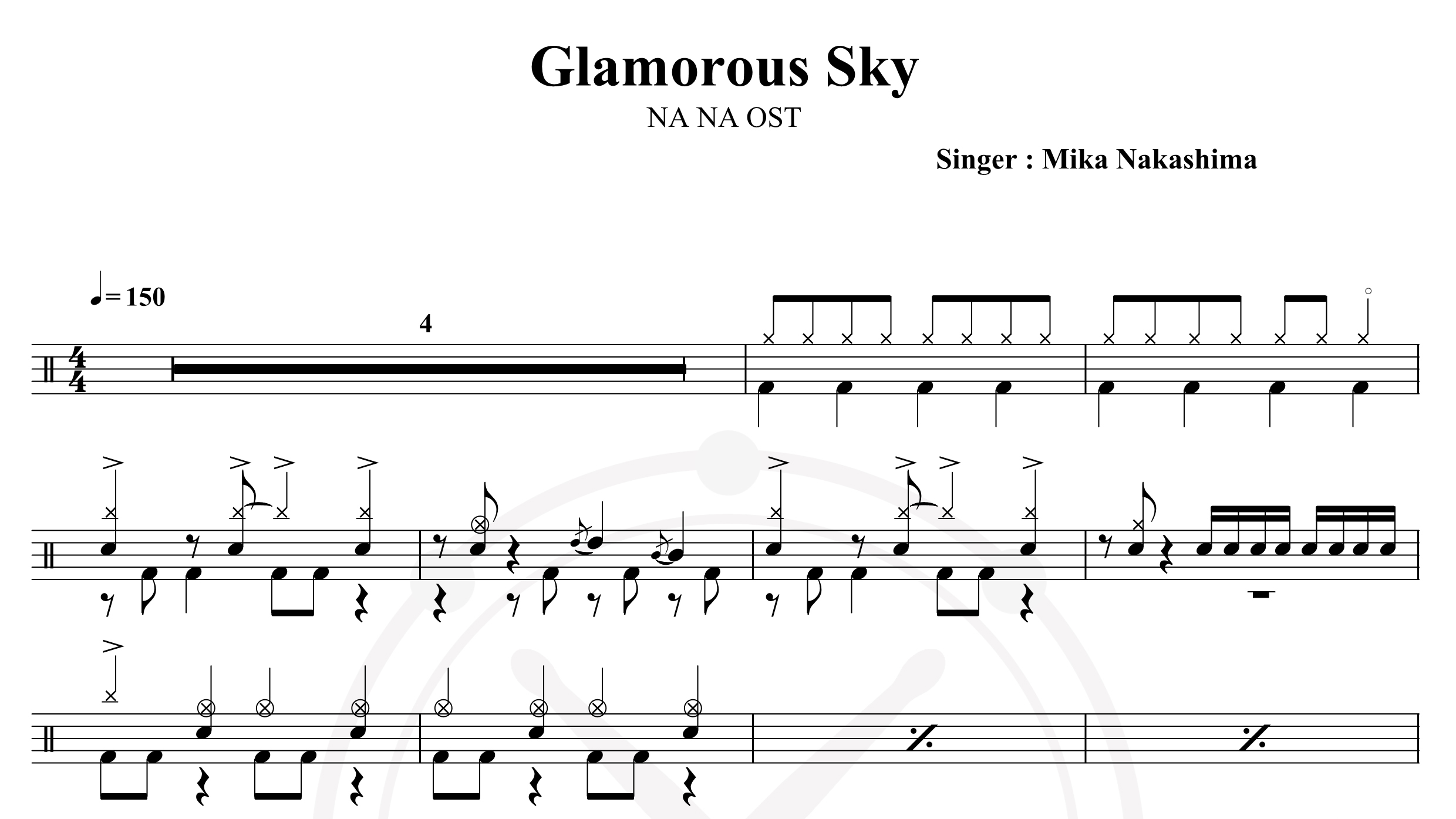 Mika Nakashima-Glamorous Sky-鼓谱