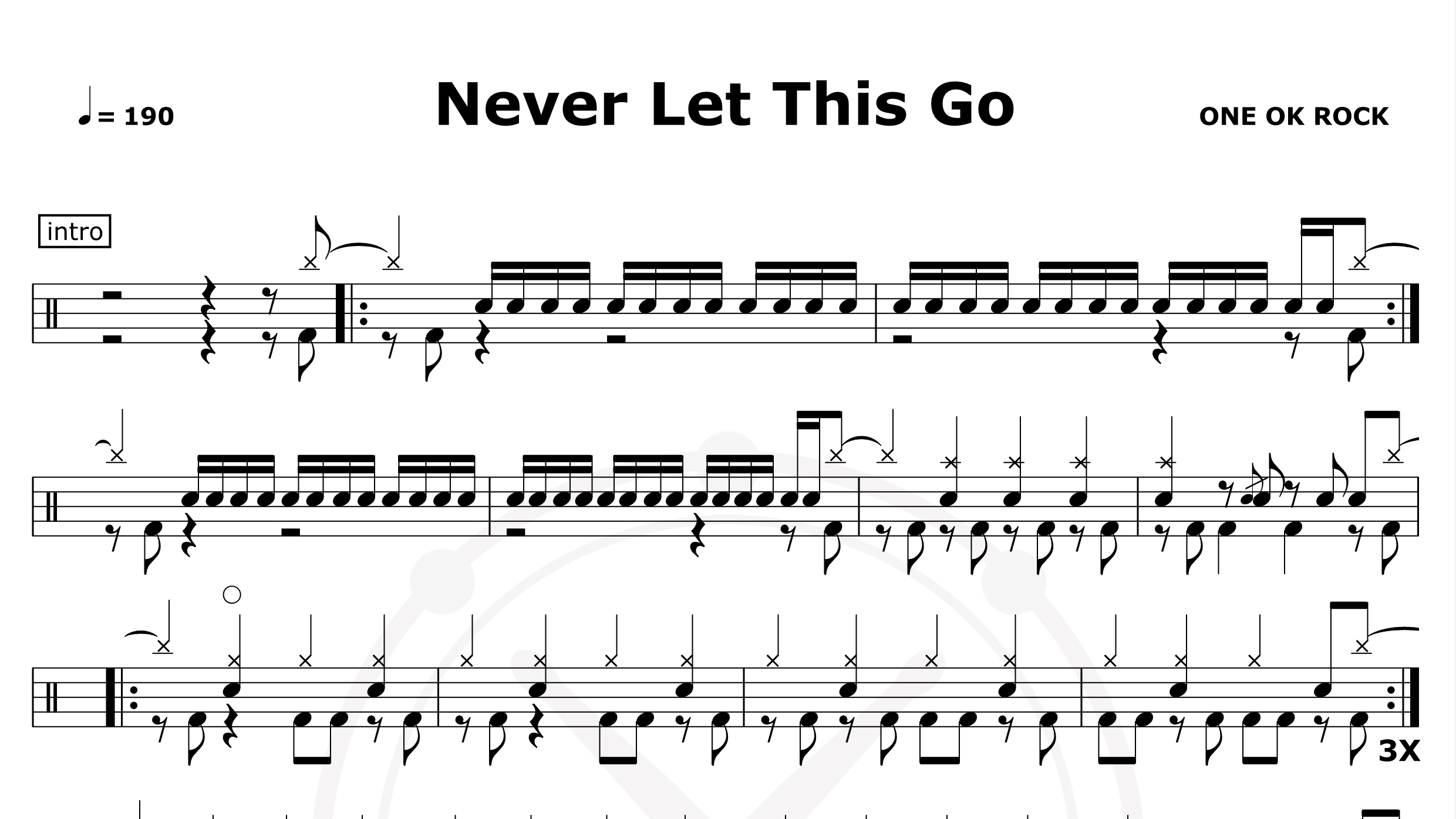 ONE OK ROCK-Never Let This Go-鼓谱