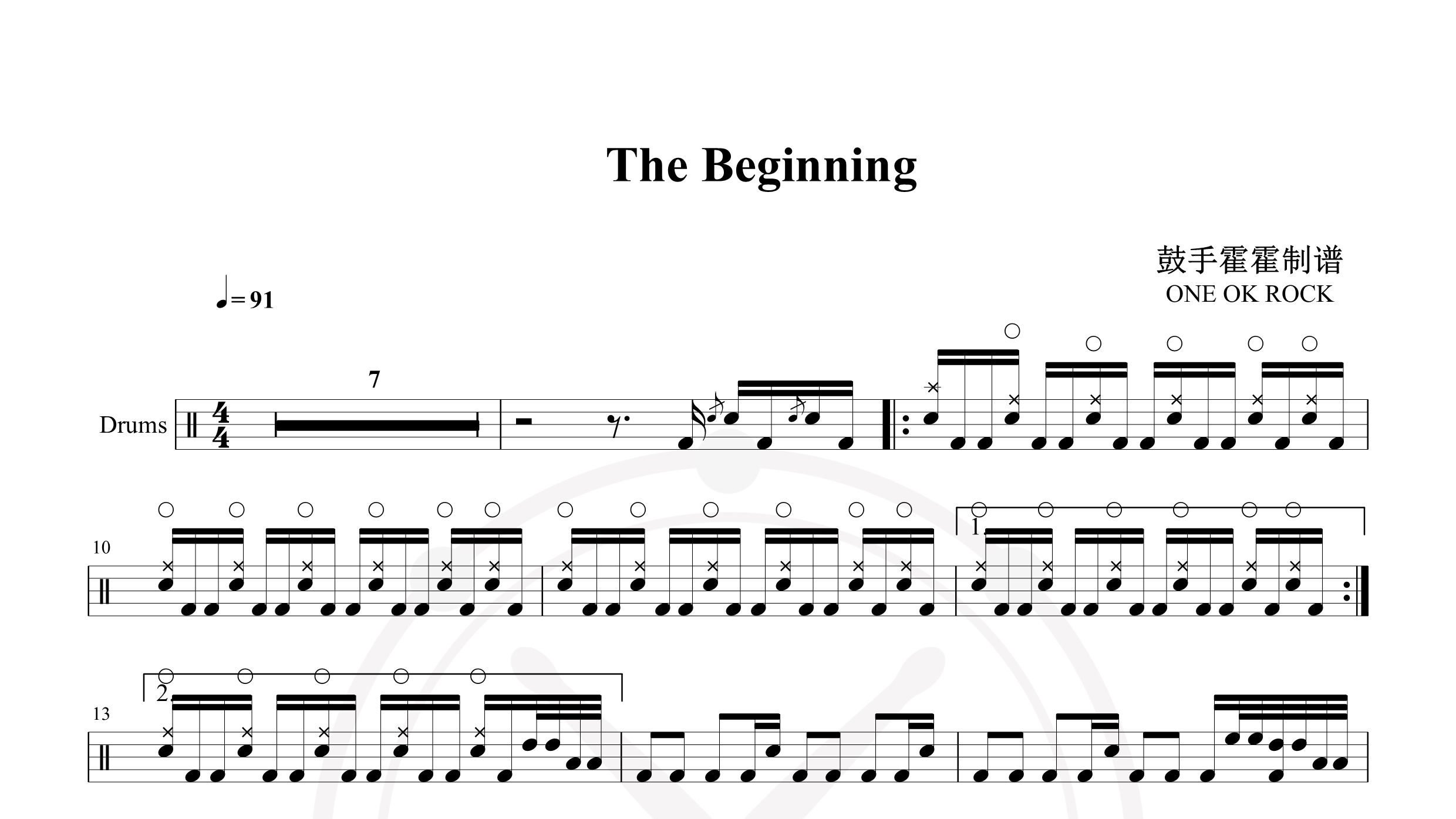 ONE OK ROCK – The Beginning-鼓谱