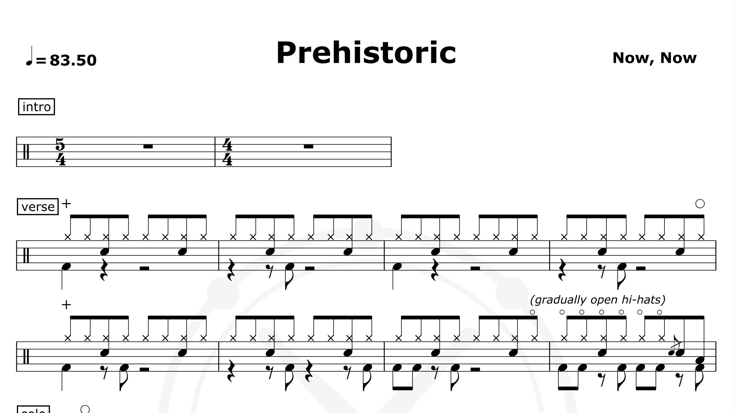 Prehistoric-Now, Now-鼓谱