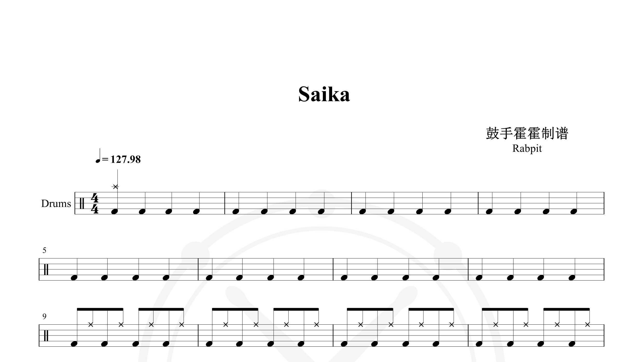 Rabpit – Saika-鼓谱