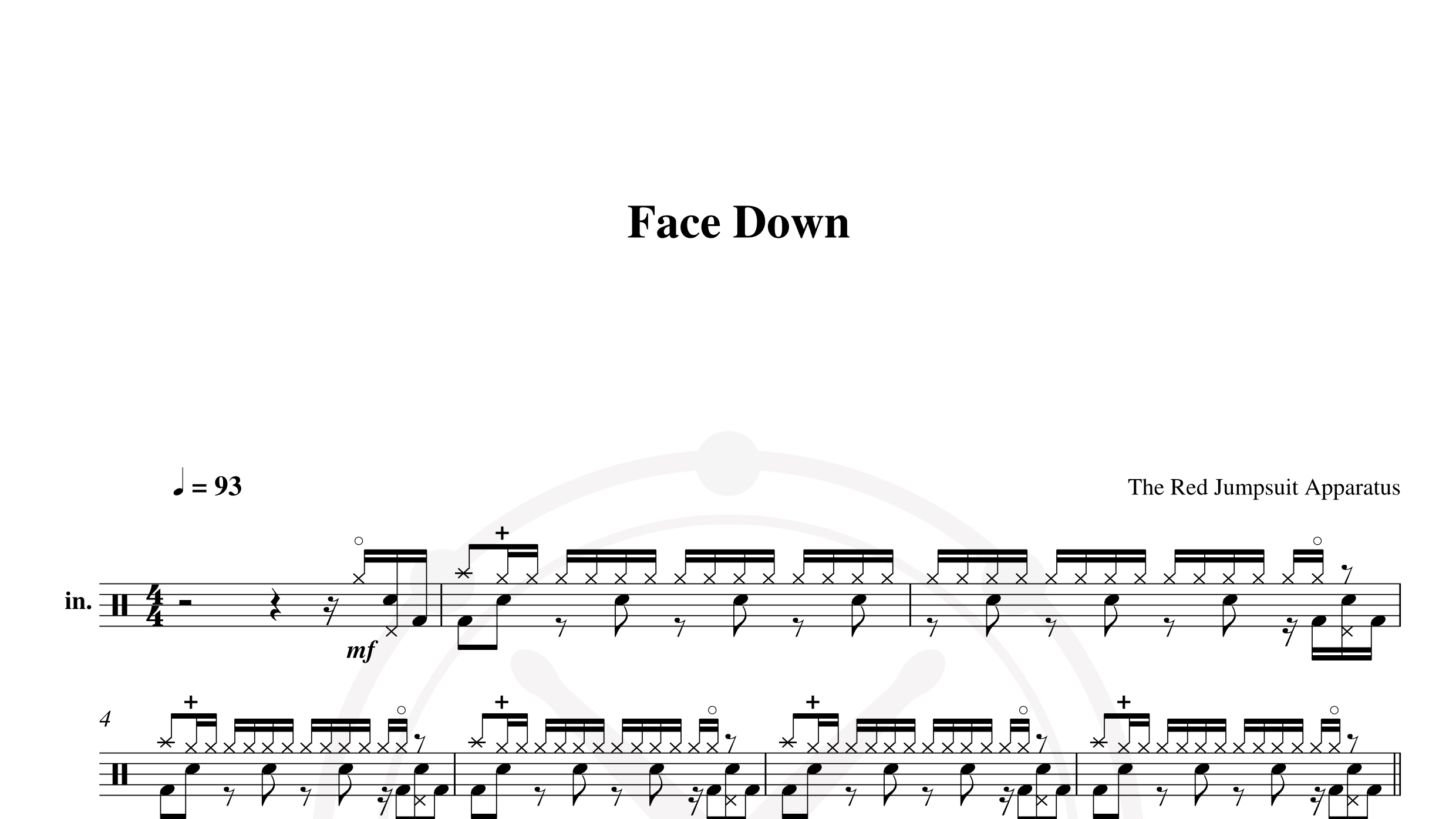 Red Jumpsuit Apparatus – Face down鼓谱