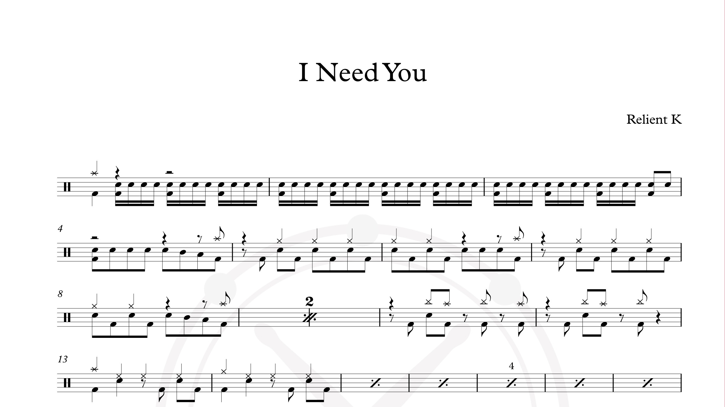 Relient K – I Need You鼓谱
