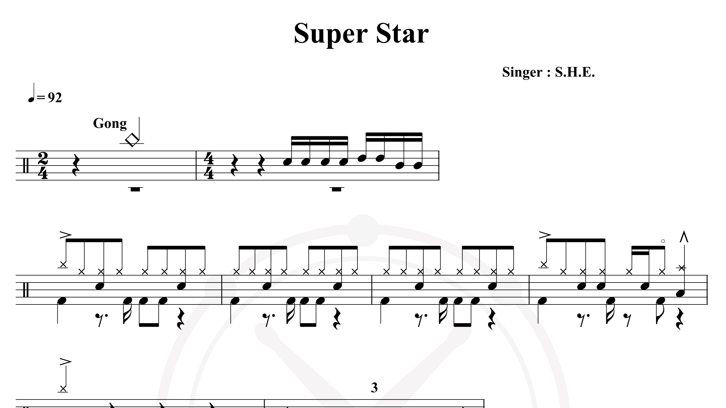 S.H.E-Super Star-鼓谱
