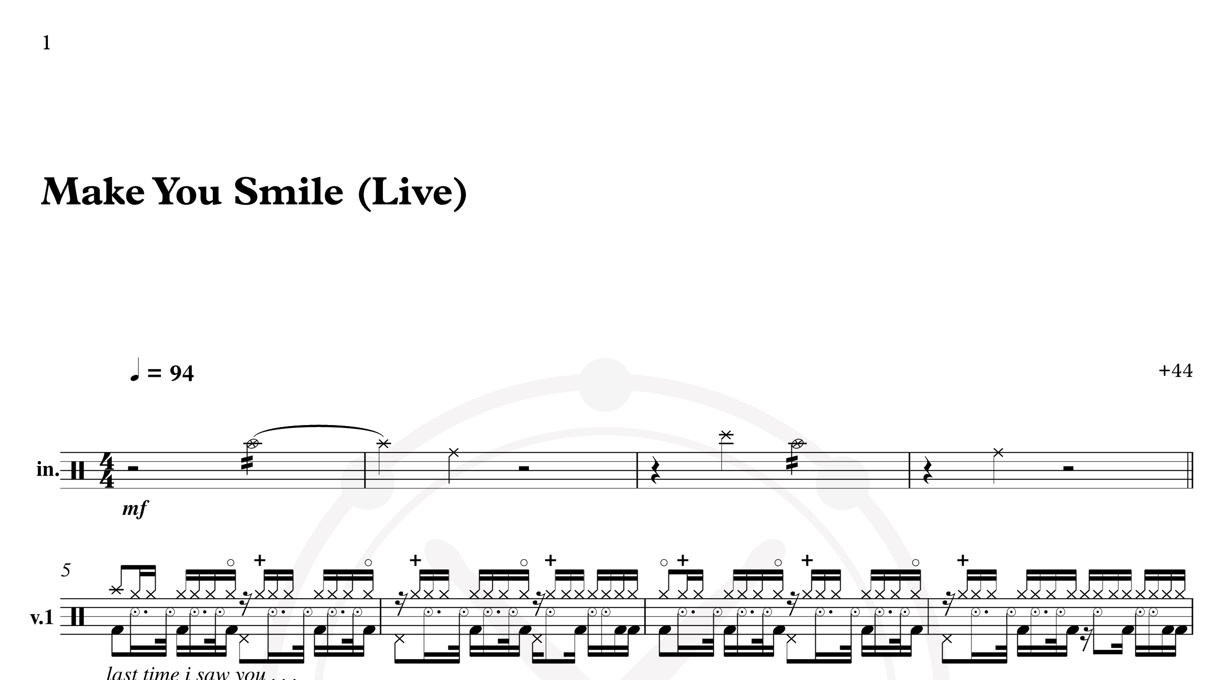 WM_+44 – Make You Smile Live鼓谱