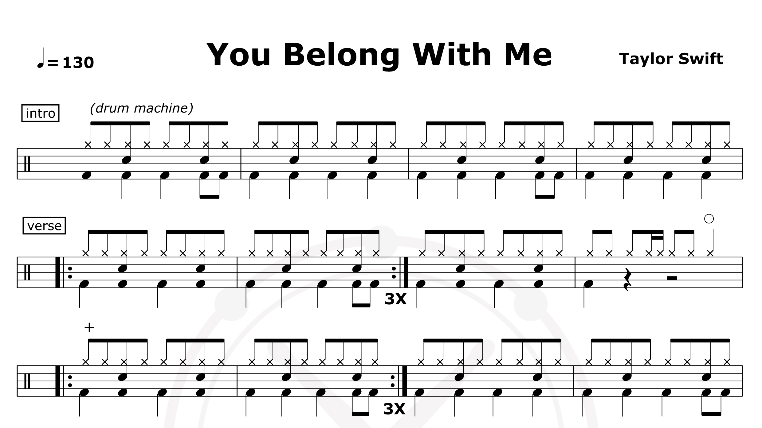 You Belong With Me-Taylor Swift-鼓谱