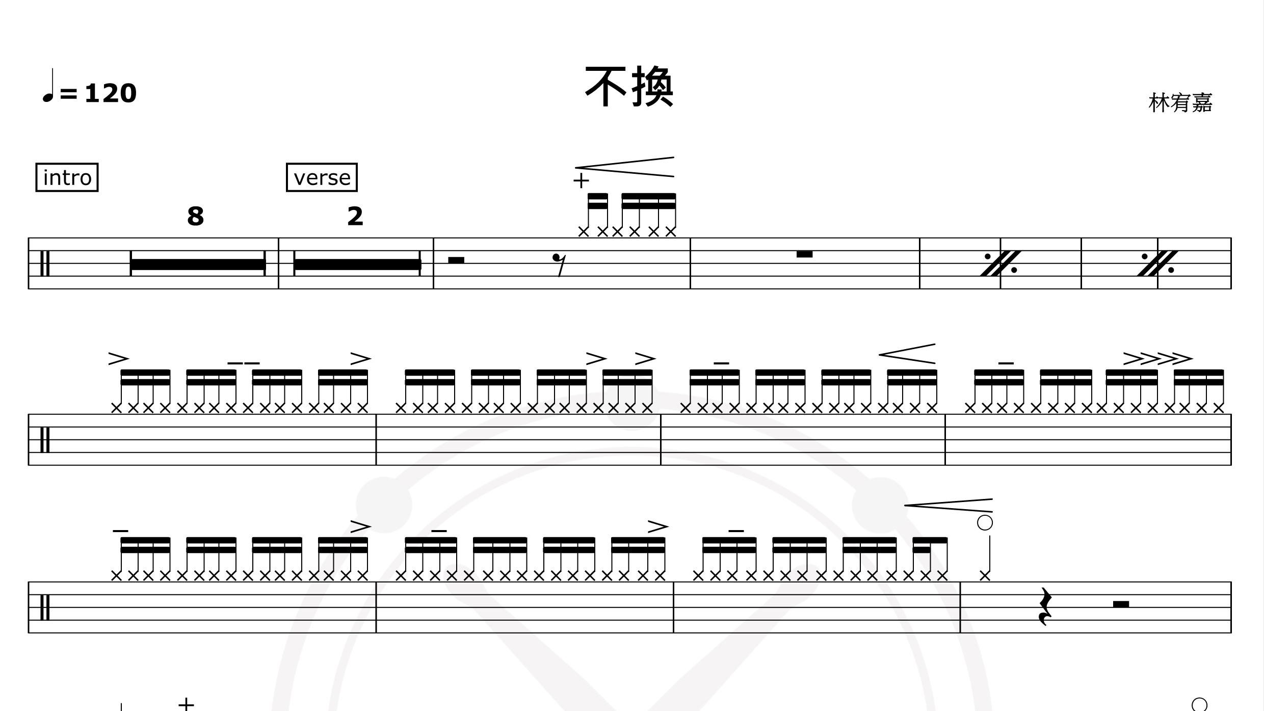 不换-林宥嘉-鼓谱