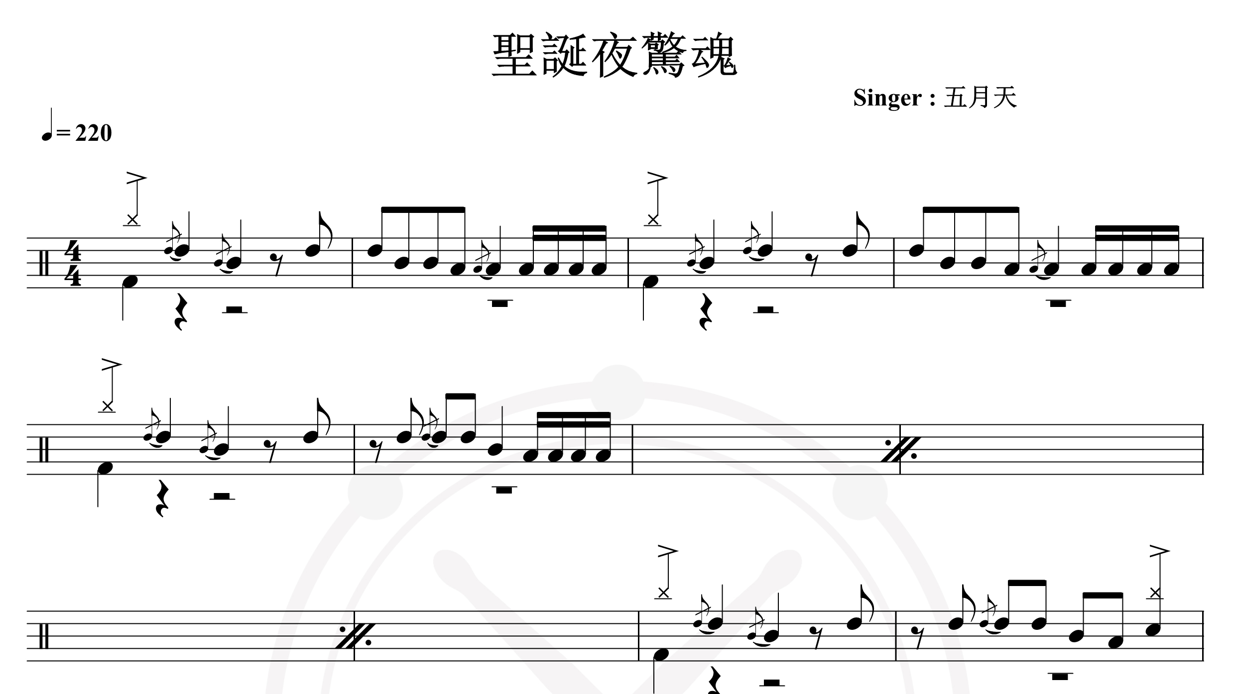 五月天-圣诞夜惊魂-鼓谱