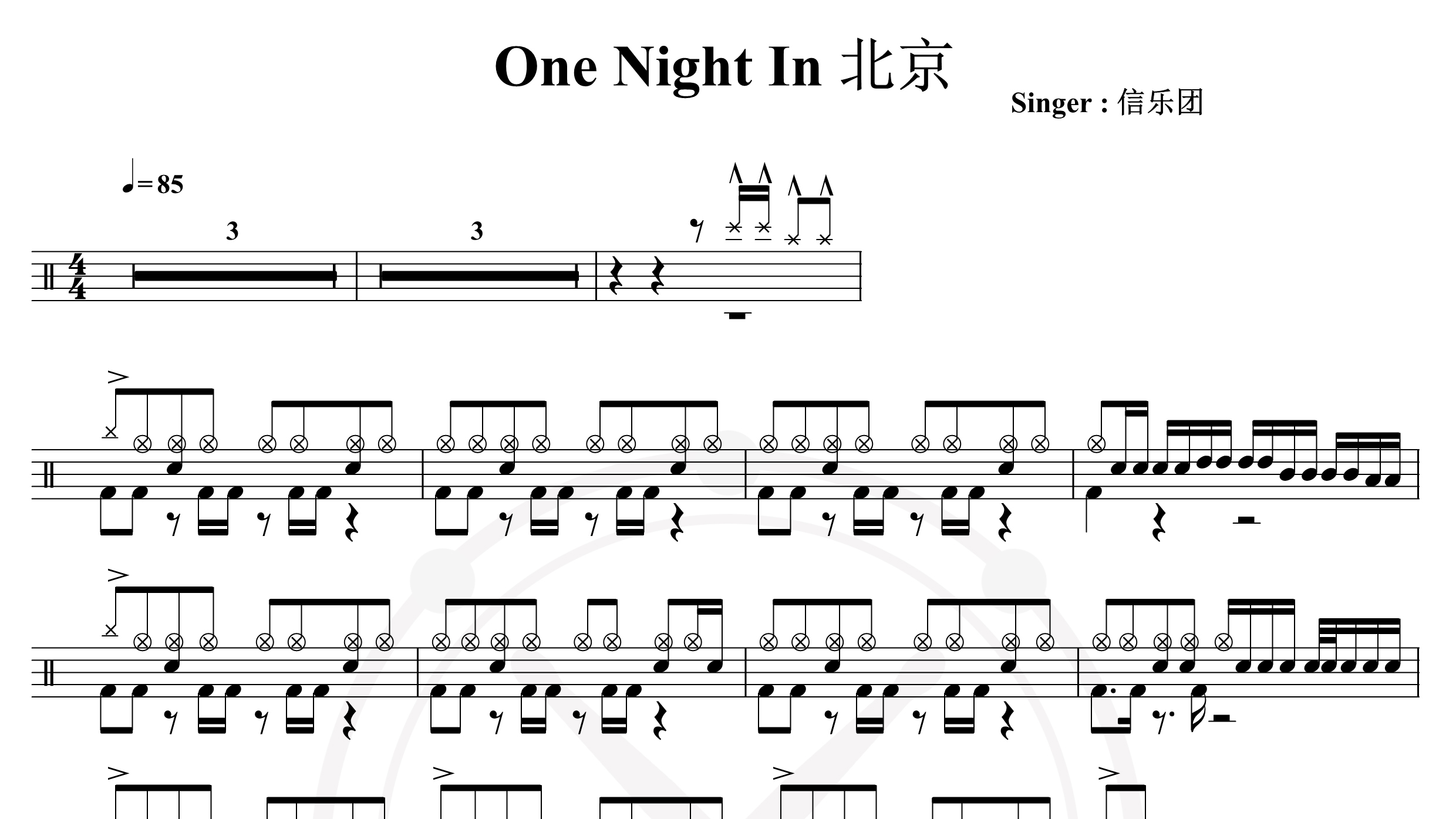 信乐团-One Night In 北京-鼓谱