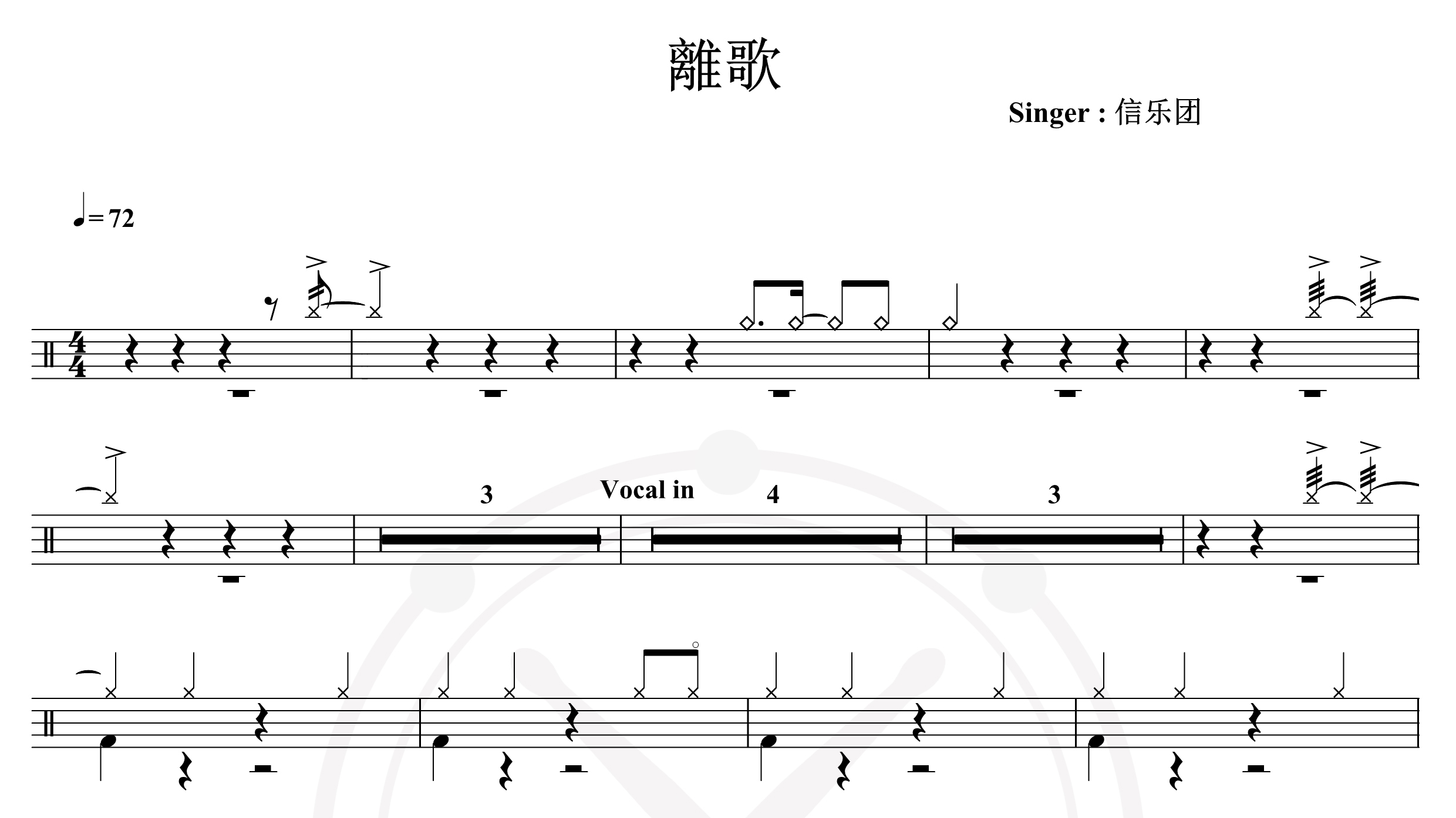 信乐团-离歌-鼓谱
