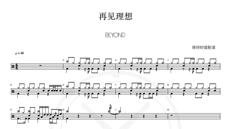 BEYOND-再见理想-鼓谱