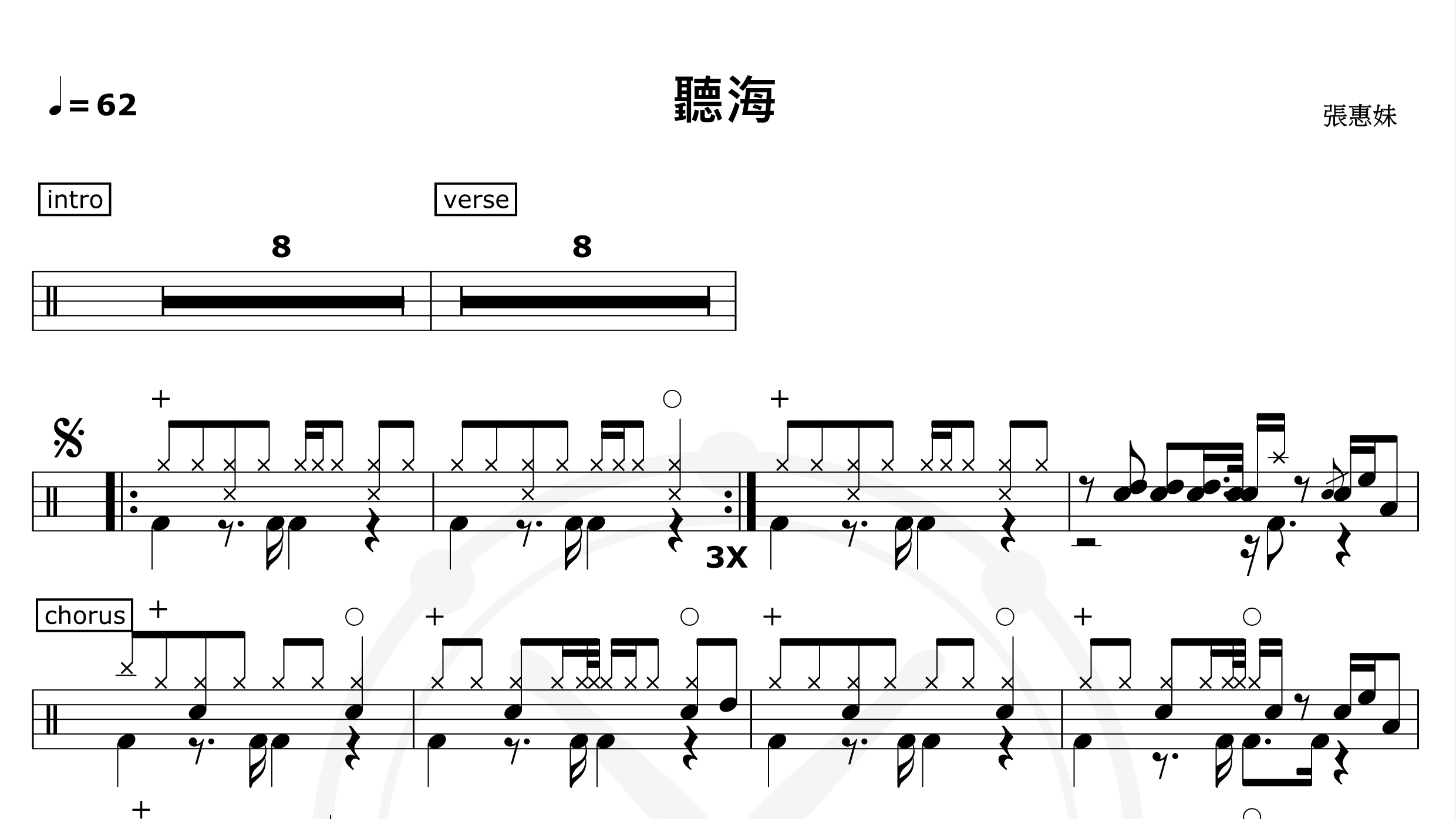听海-张惠妹-鼓谱