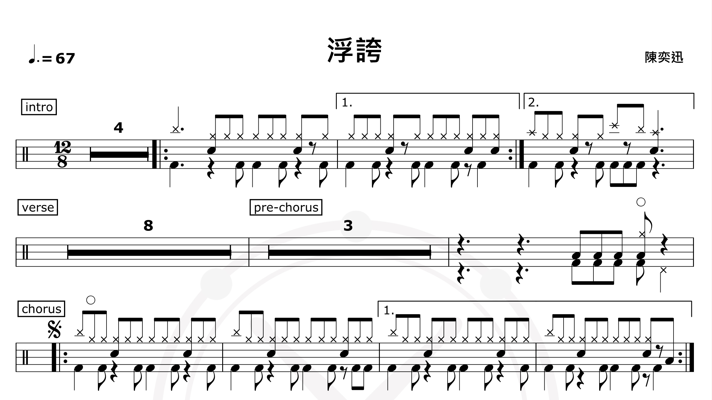 浮夸-陈奕迅-鼓谱