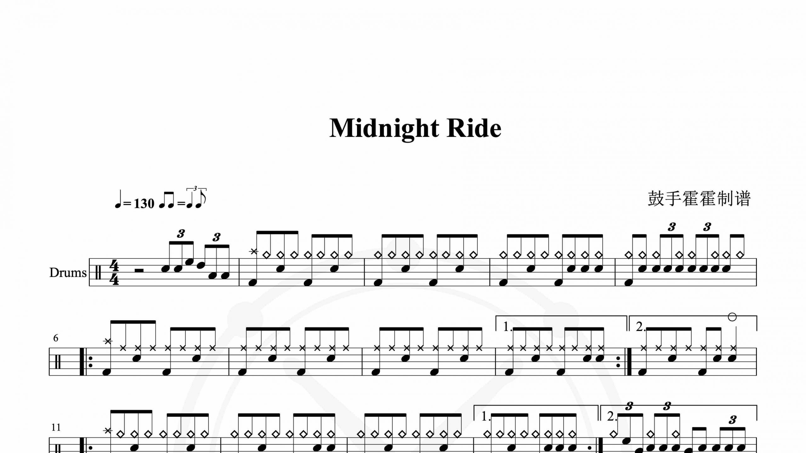 原版Midnight Ride 练习曲-鼓谱
