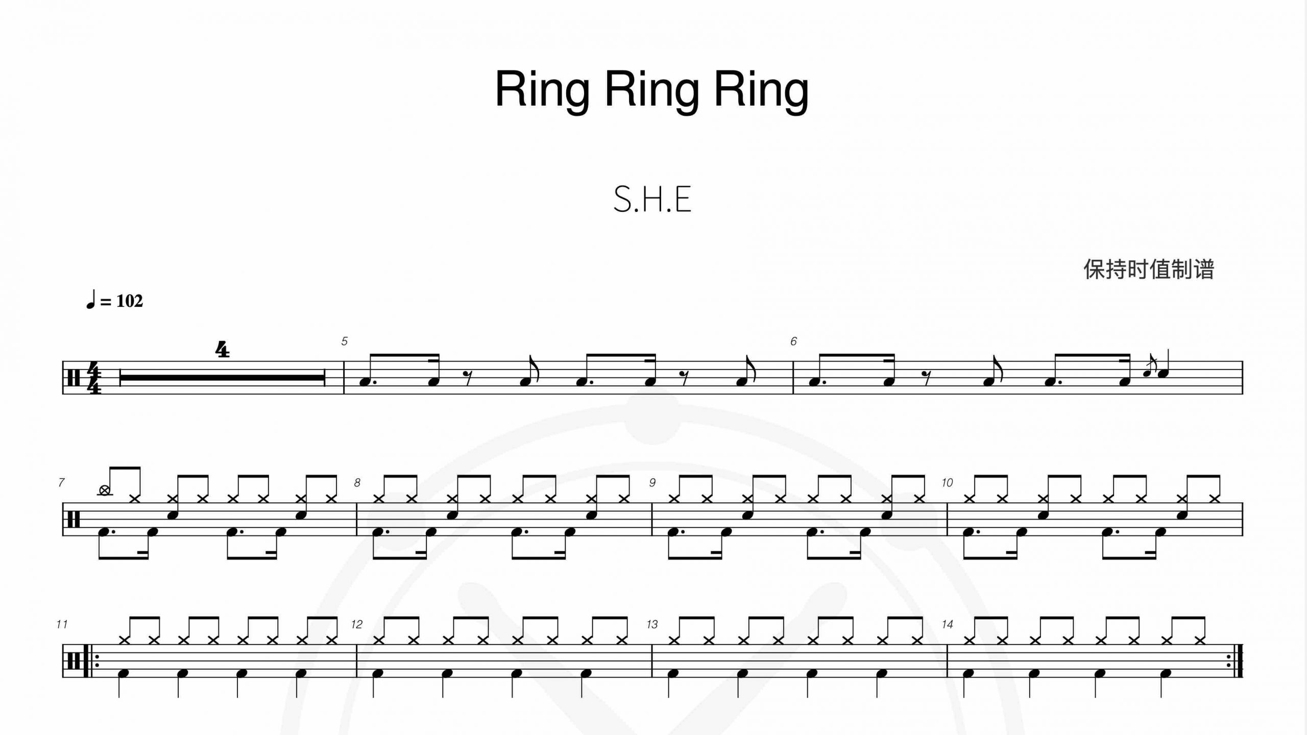 S.H.E-Ring Ring Ring-鼓谱
