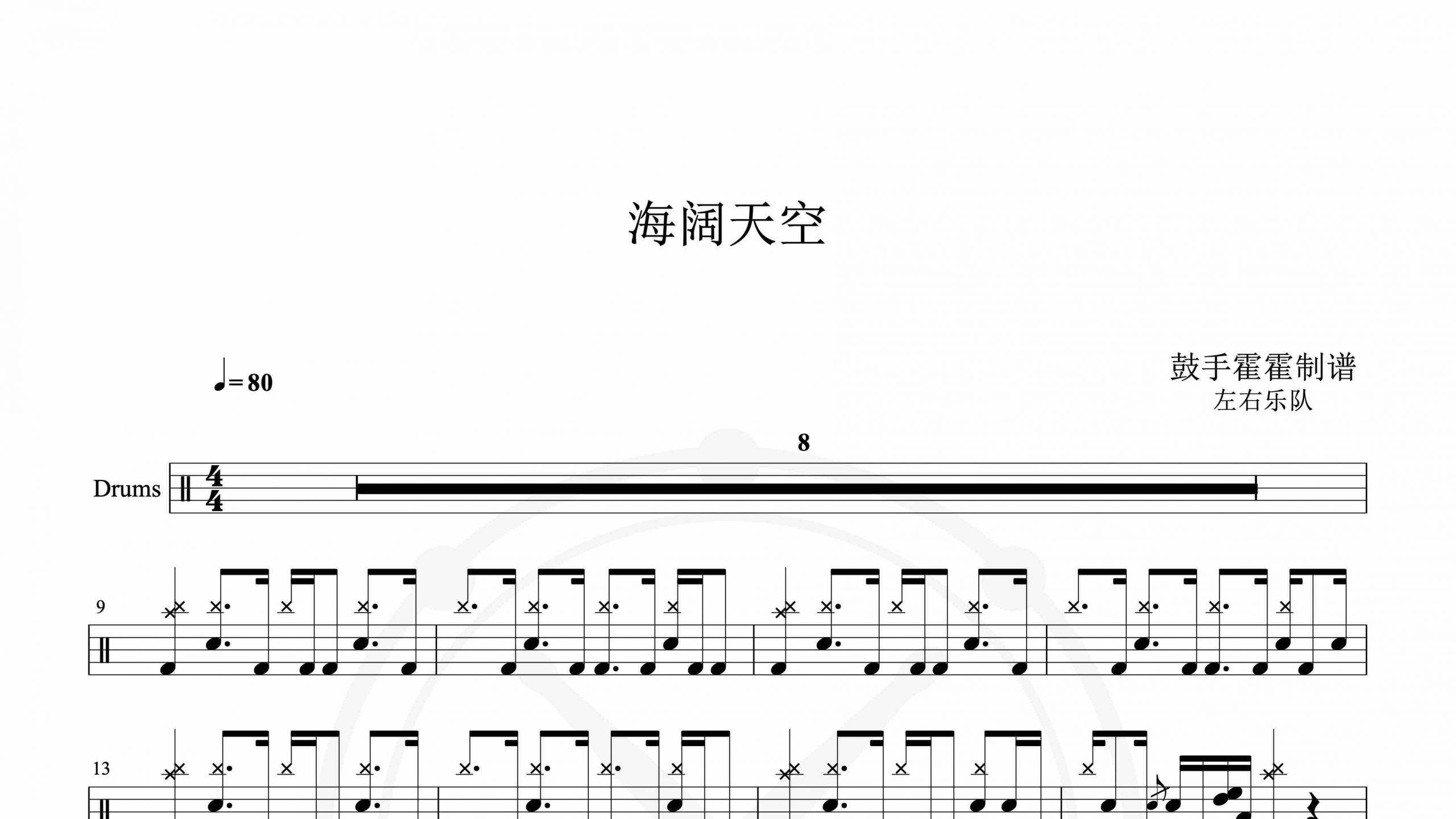 左右乐队 – 海阔天空-鼓谱