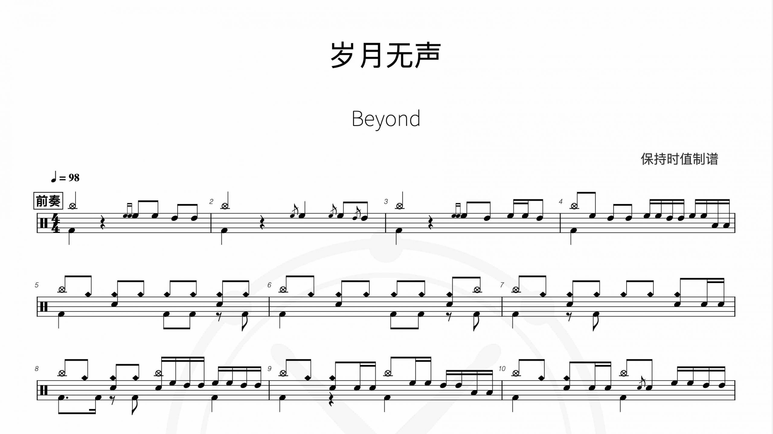 Beyond-岁月无声-鼓谱
